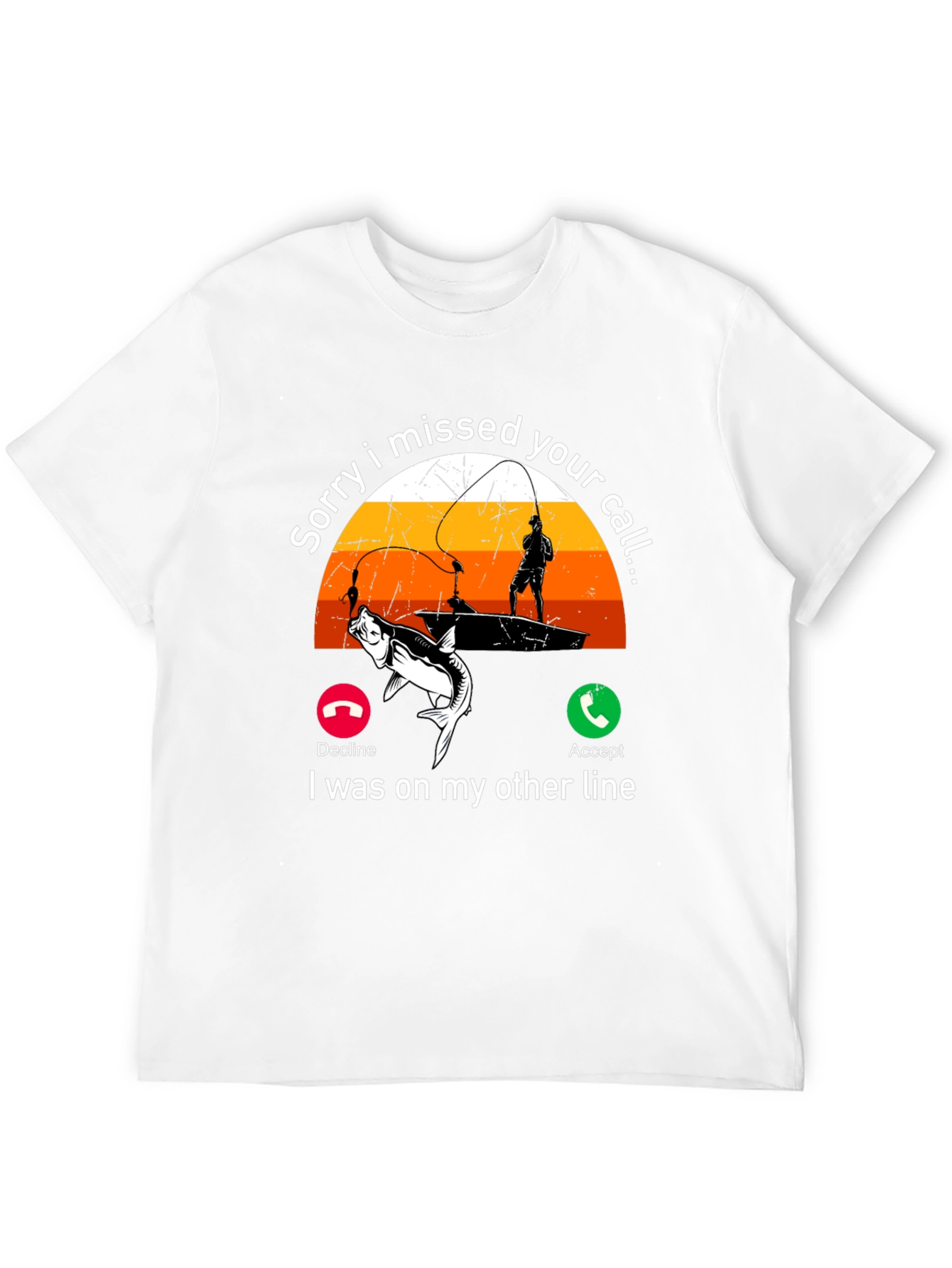 Black Sorry I Missed Your Call Fishing T-Shirt view 12
