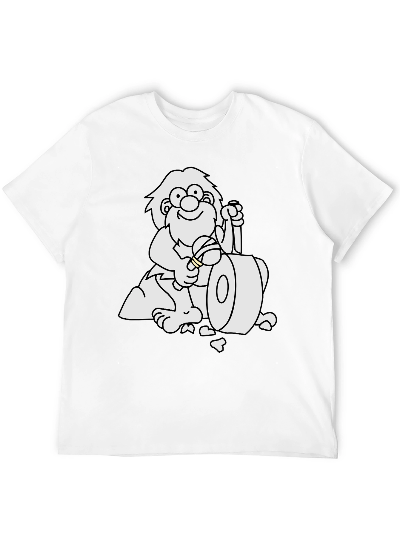 Black Cartoon Caveman Club Black T-Shirt view 12