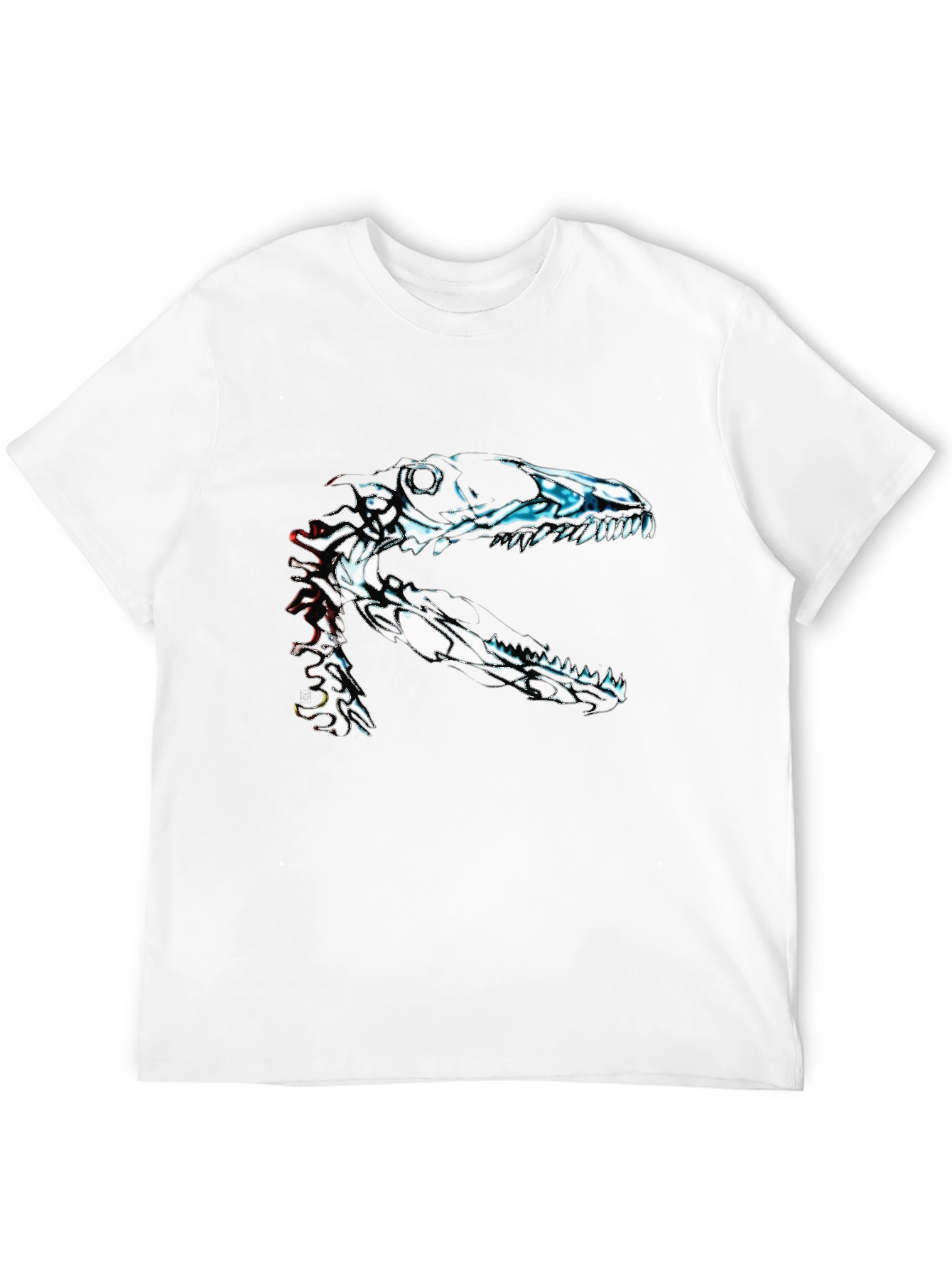 Black Dinosaur Skeleton Graphic Black T-Shirt view 12