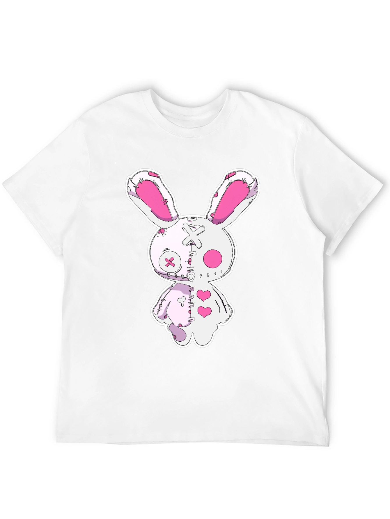 Black Creepy Cute Bunny Graphic Tee - Black Cotton view 12