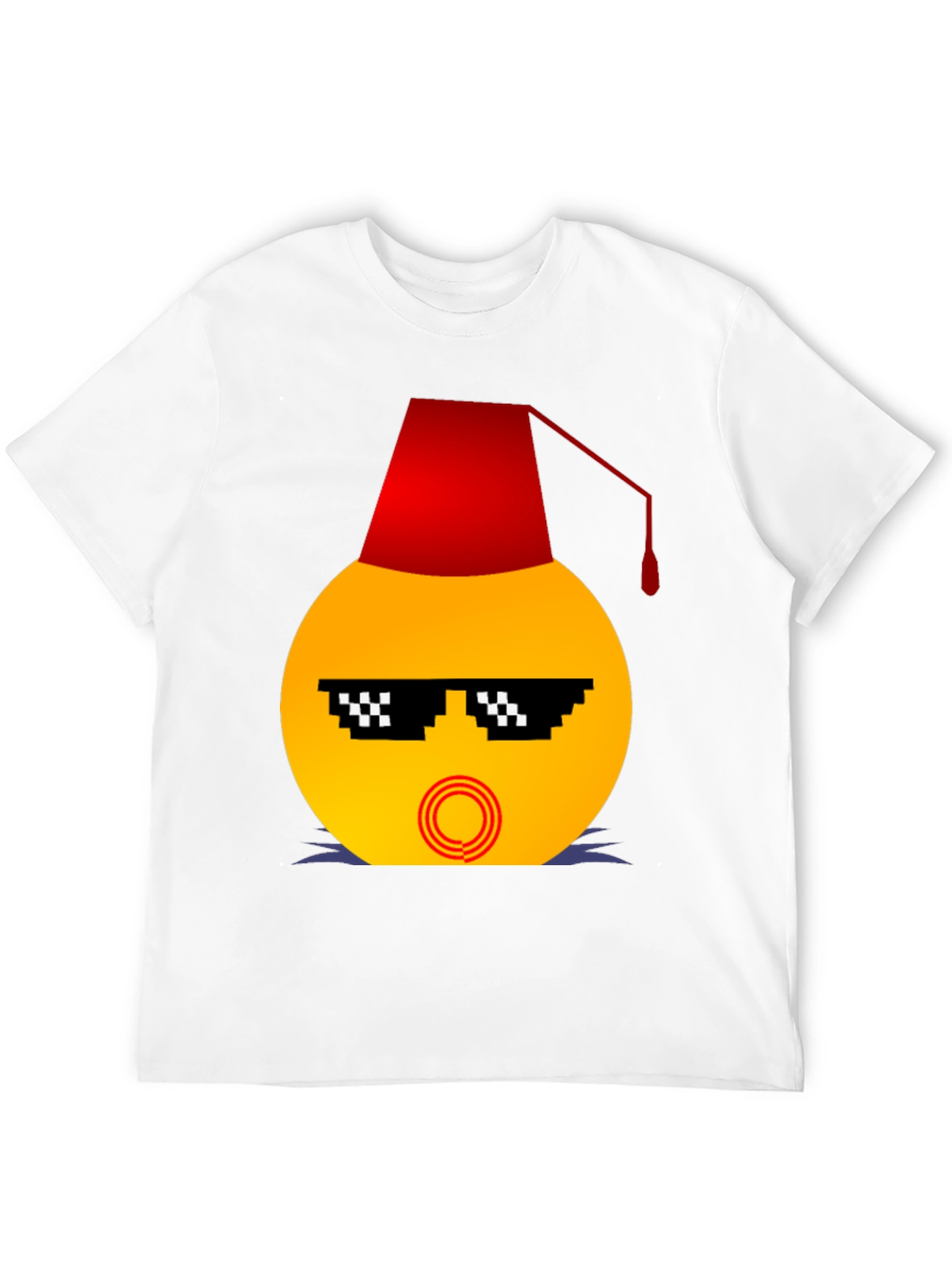 Black Emoji Wearing a Fez Funny T-Shirt view 12
