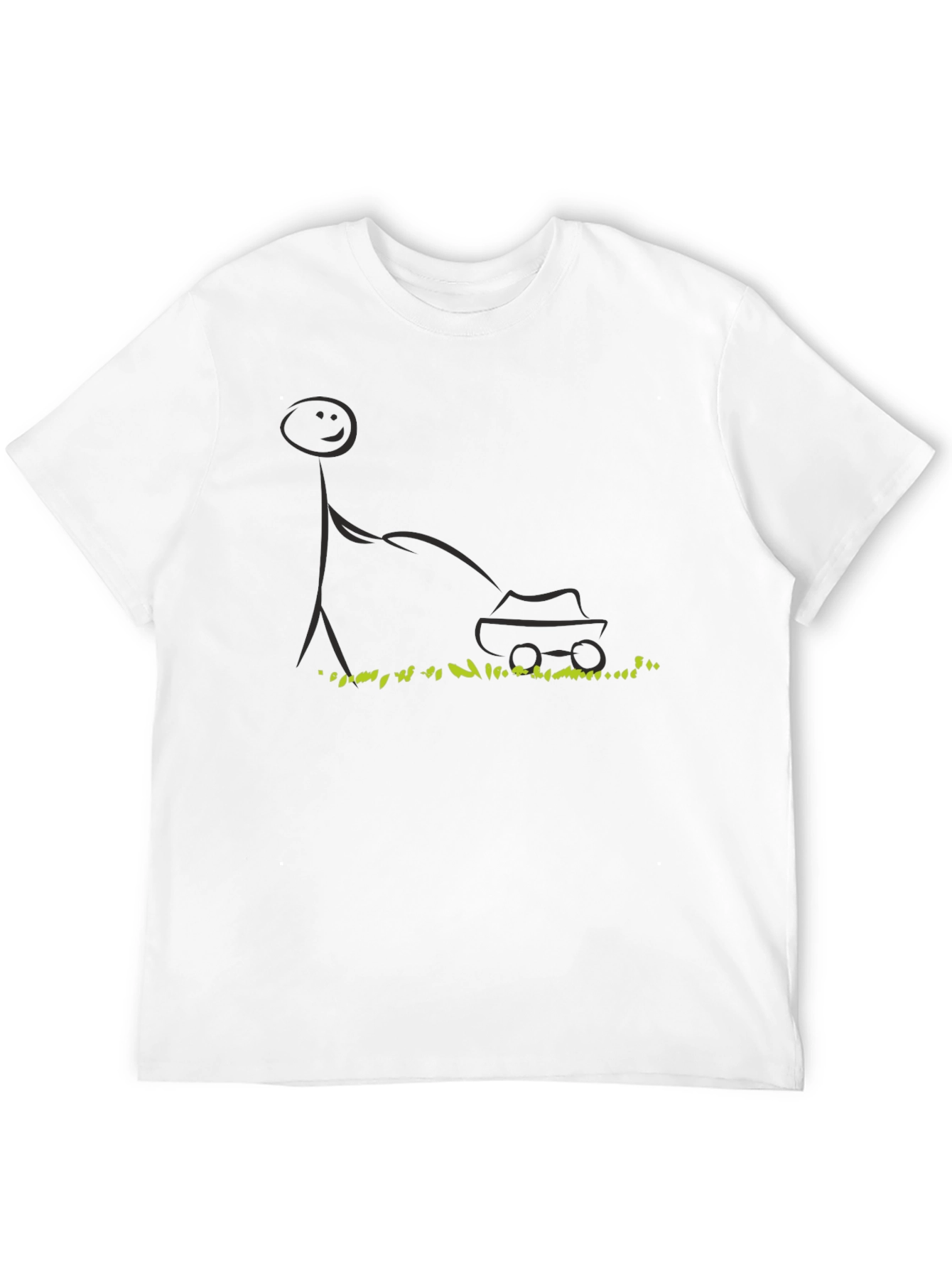 Black Stick Figure Lawn Mower T-Shirt - Black view 12