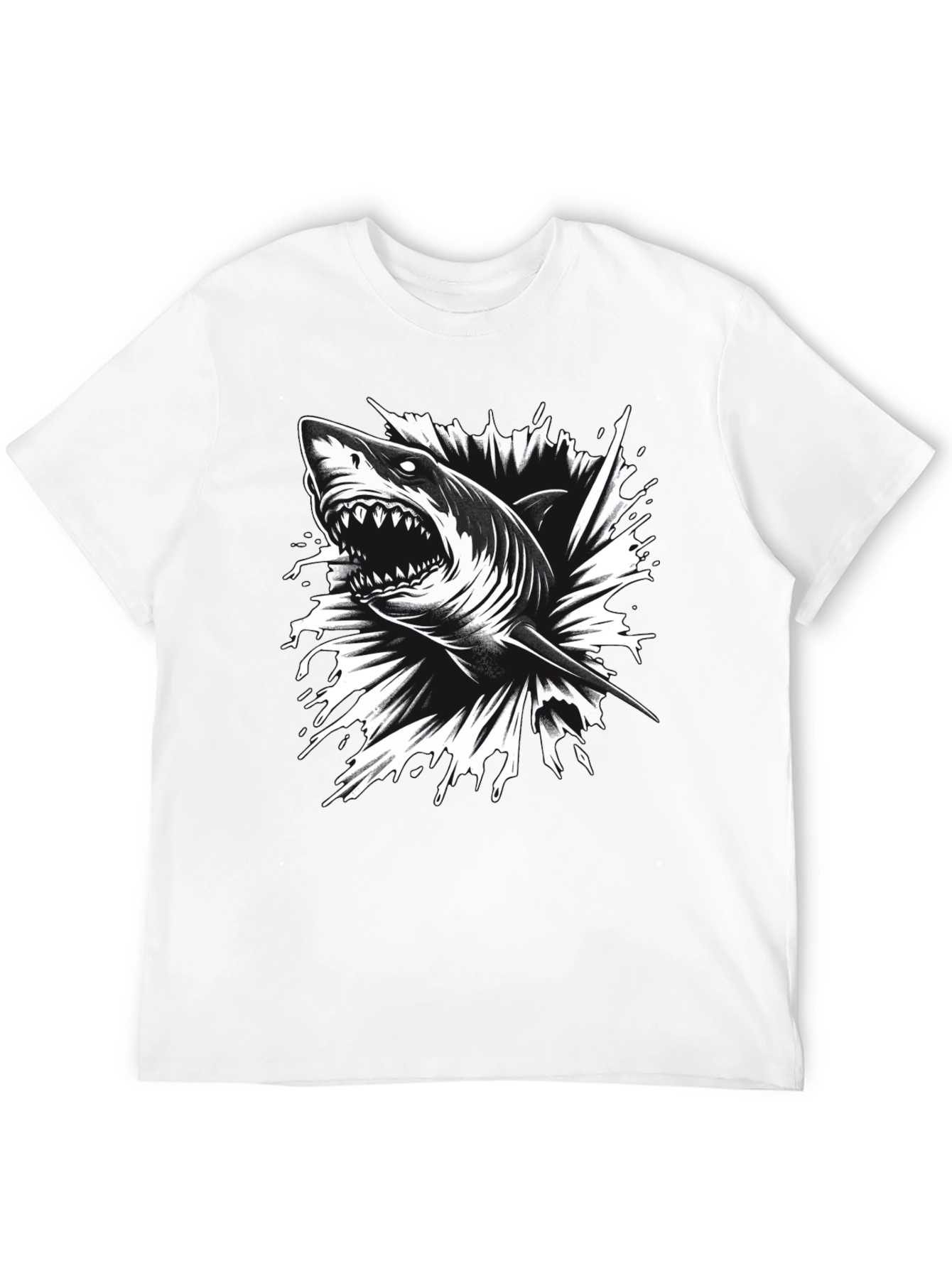 Black Men's Black Shark Graphic Tee - Bold & Edgy! view 12