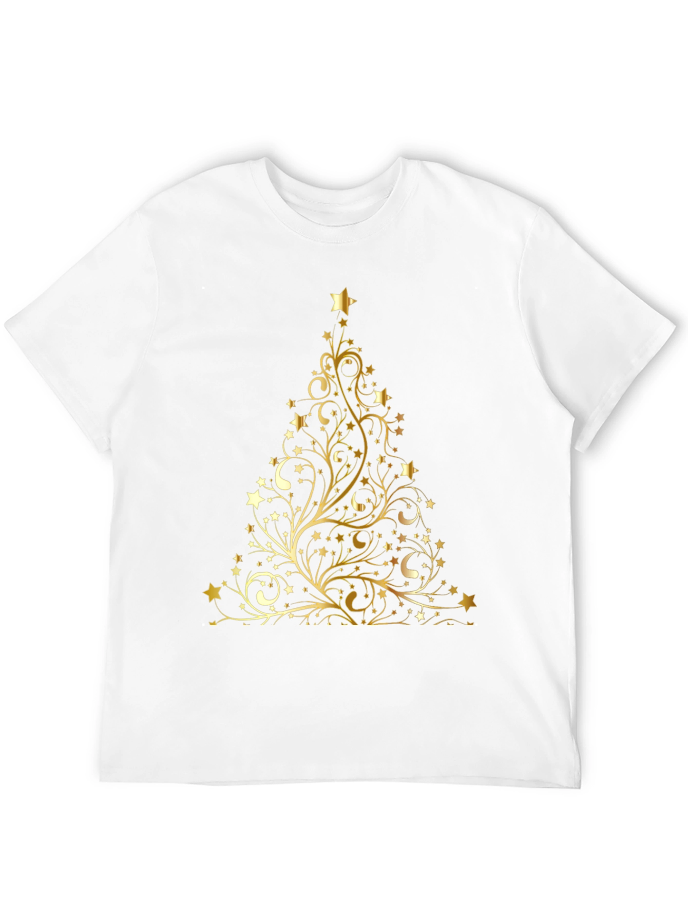 Black Festive Gold Christmas Tree Black T-Shirt view 12