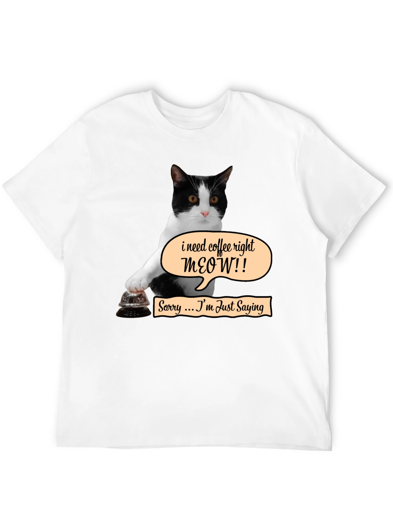 Black Coffee Meow Cat T-Shirt - Funny Novelty Tee view 12