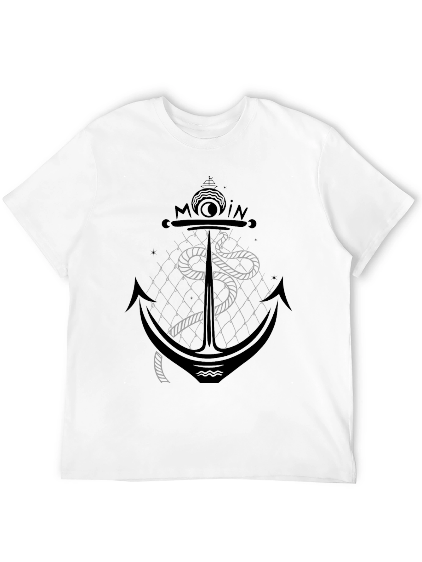 Black Anchor & Snake Graphic Tee - Black Cotton T-Shirt view 12
