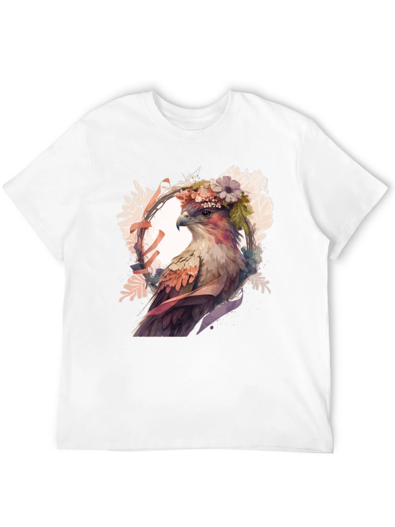 Hawk Floral Crown Graphic Tee - Stylish Bird Lover Shirt - 12