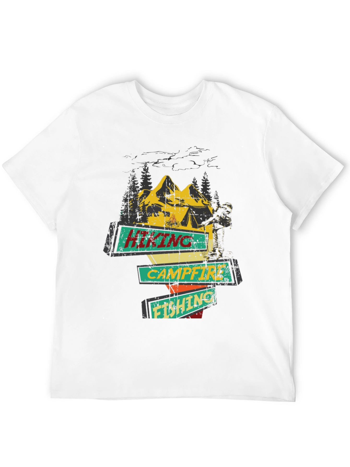 Black Hiking Campfire Fishing Graphic Tee view 12
