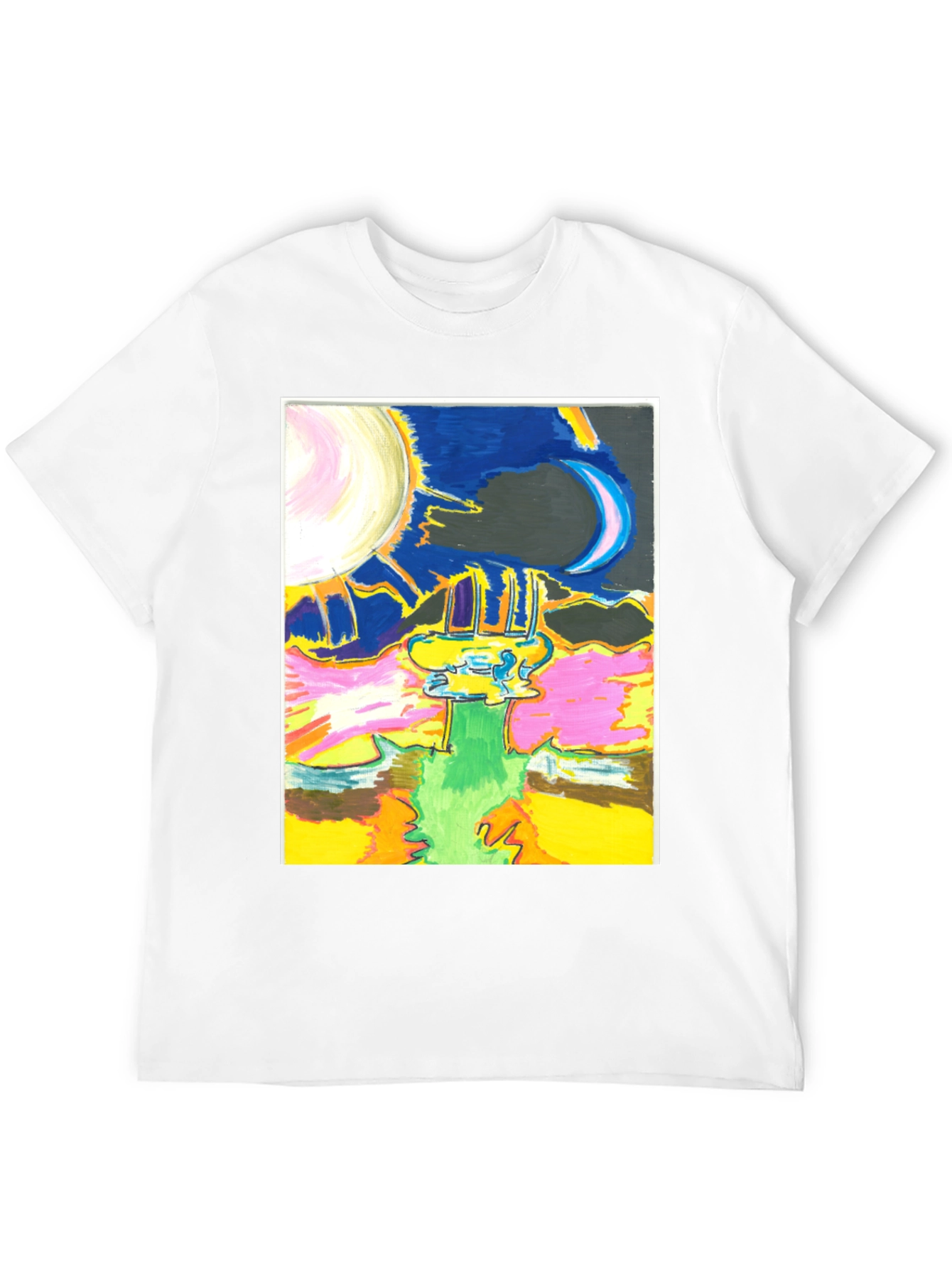 Black Artistic Moon & Sun Graphic Tee - Unique Design view 12