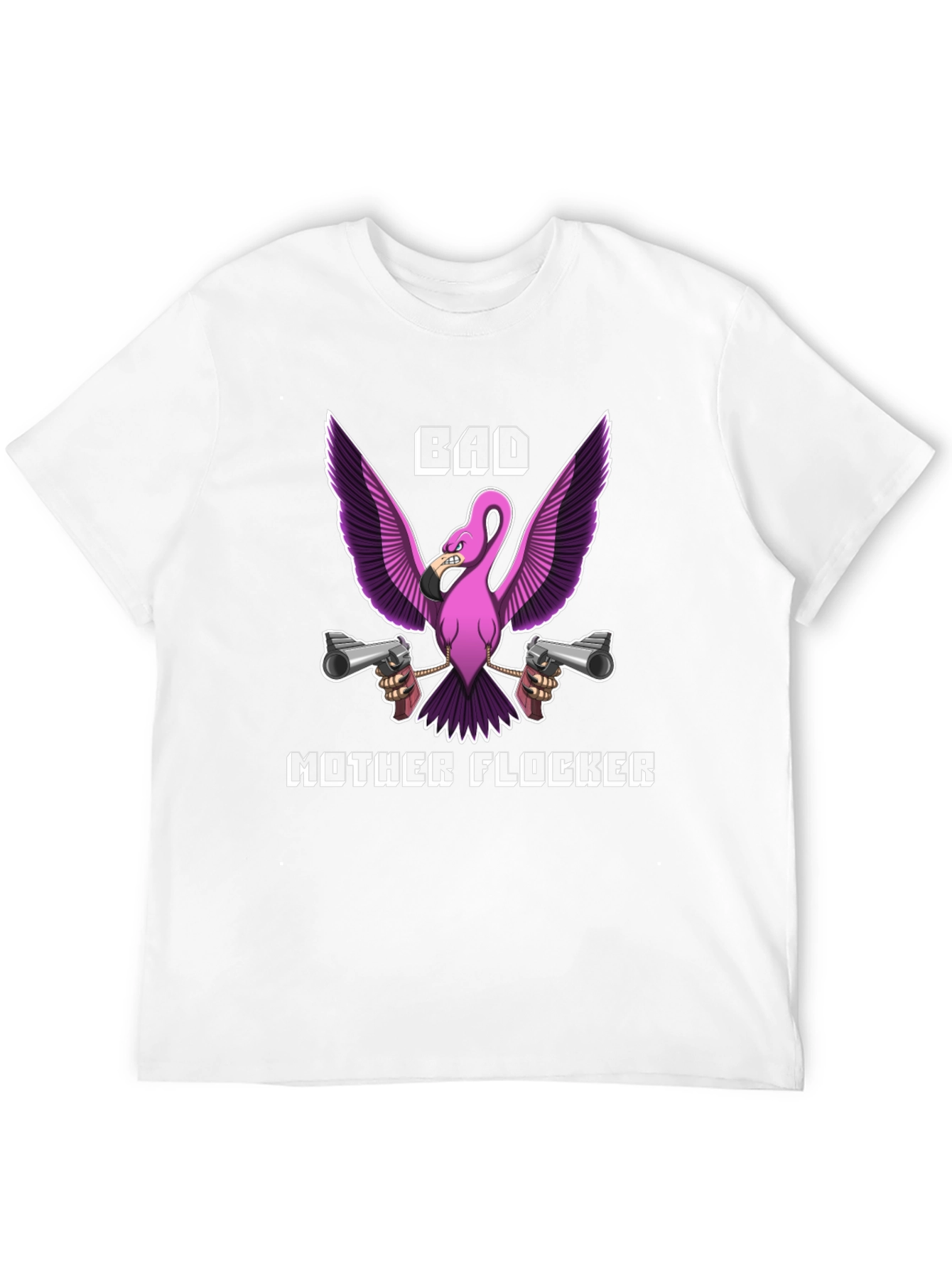 Black Bad Mother Flocker Graphic Tee - Funny Flamingo T-Shirt view 12