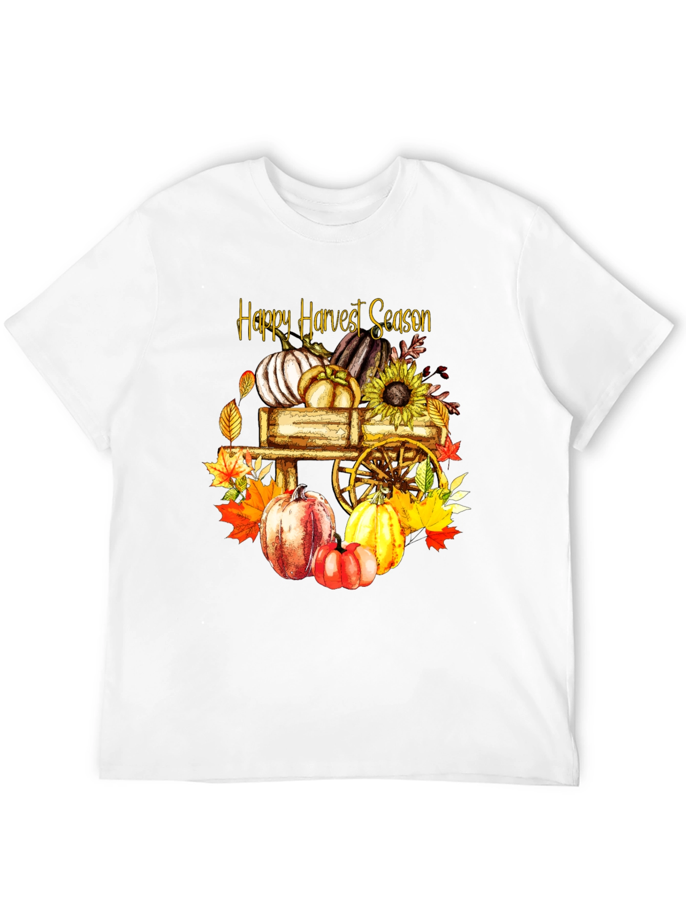 Black Happy Harvest Season Black Graphic T-Shirt view 12