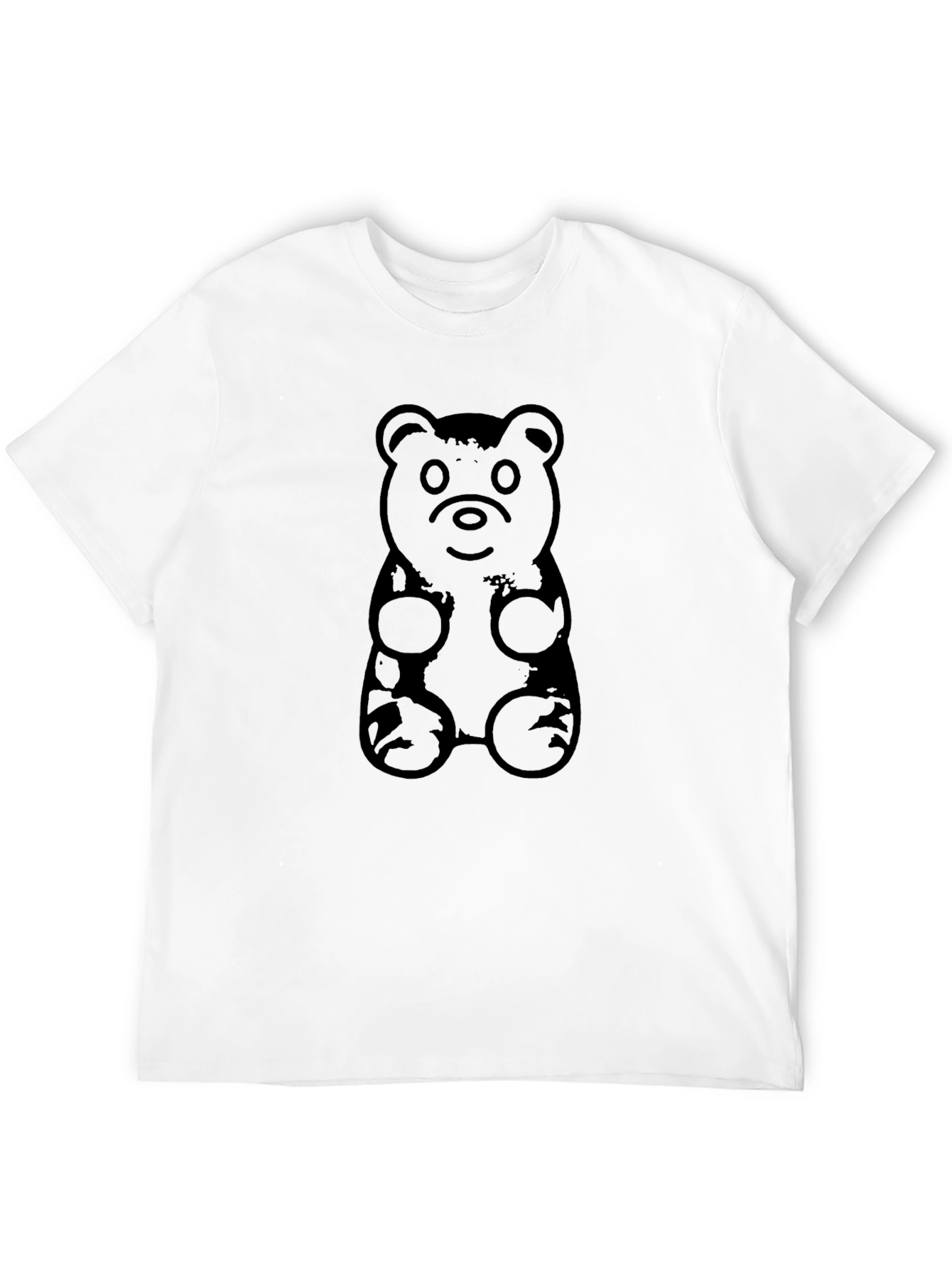 Black Gummy Bear Graphic Print Tee - Black Cotton Casual T-Shirt view 12
