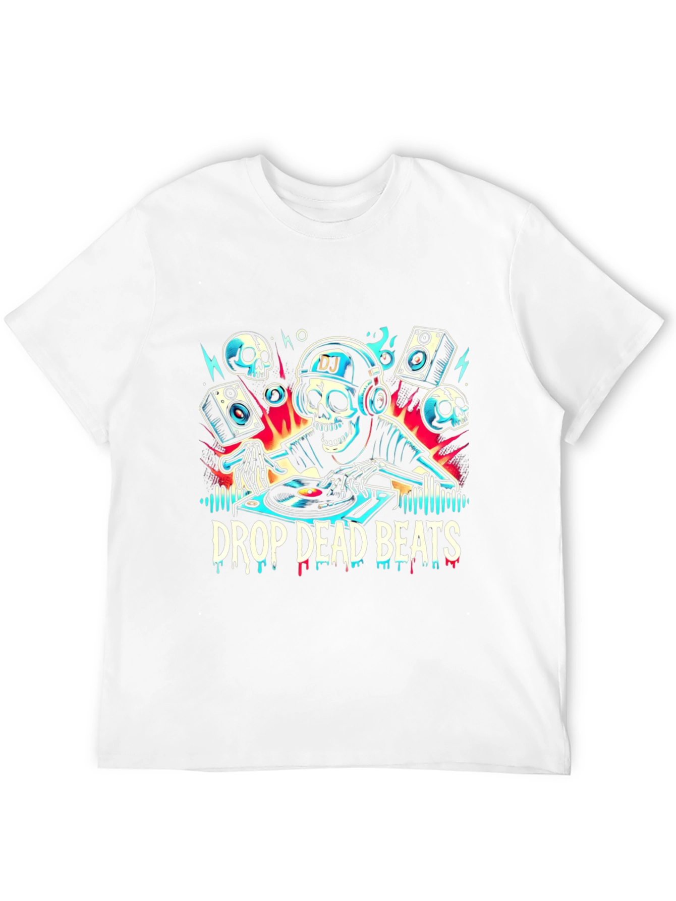 Black Drop Dead Beats DJ Skeleton T-Shirt view 12