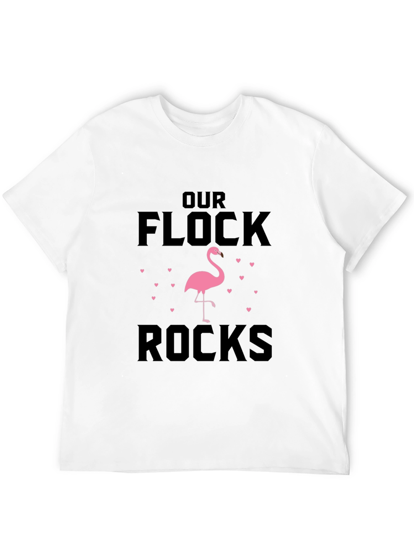 Black Our Flock Rocks Flamingo Graphic T-Shirt view 12
