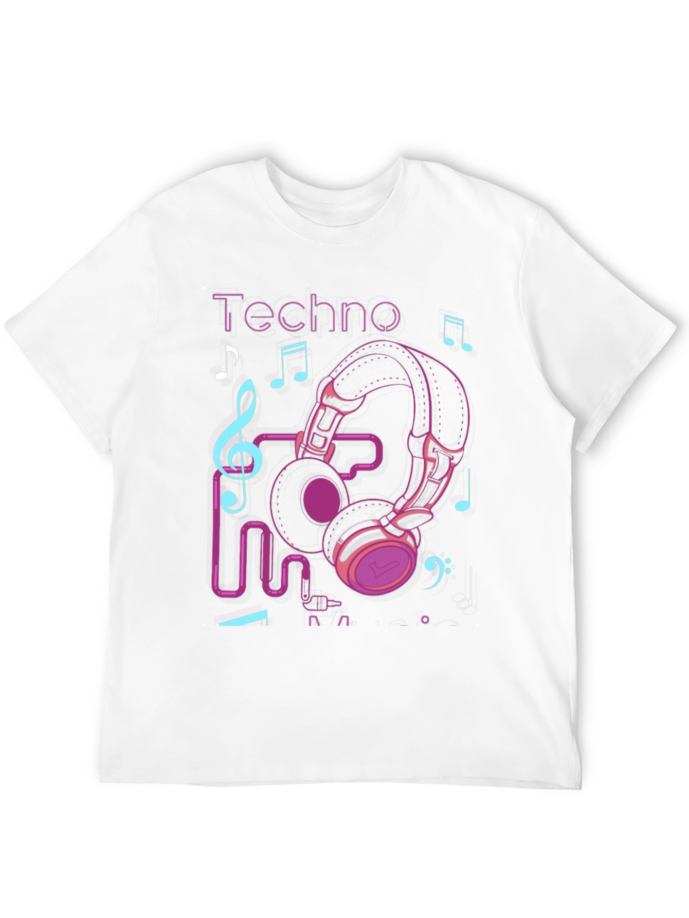 Black Techno Music Headphone Graphic T-Shirt view 12