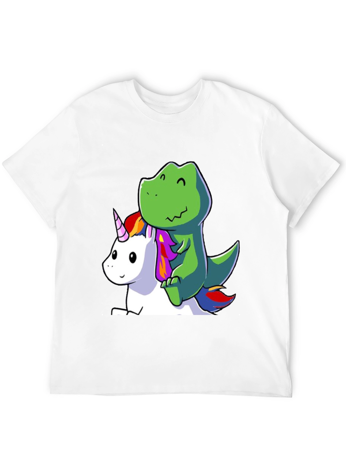 Black Dino Riding Unicorn T-Shirt - Cute Cartoon Design view 12