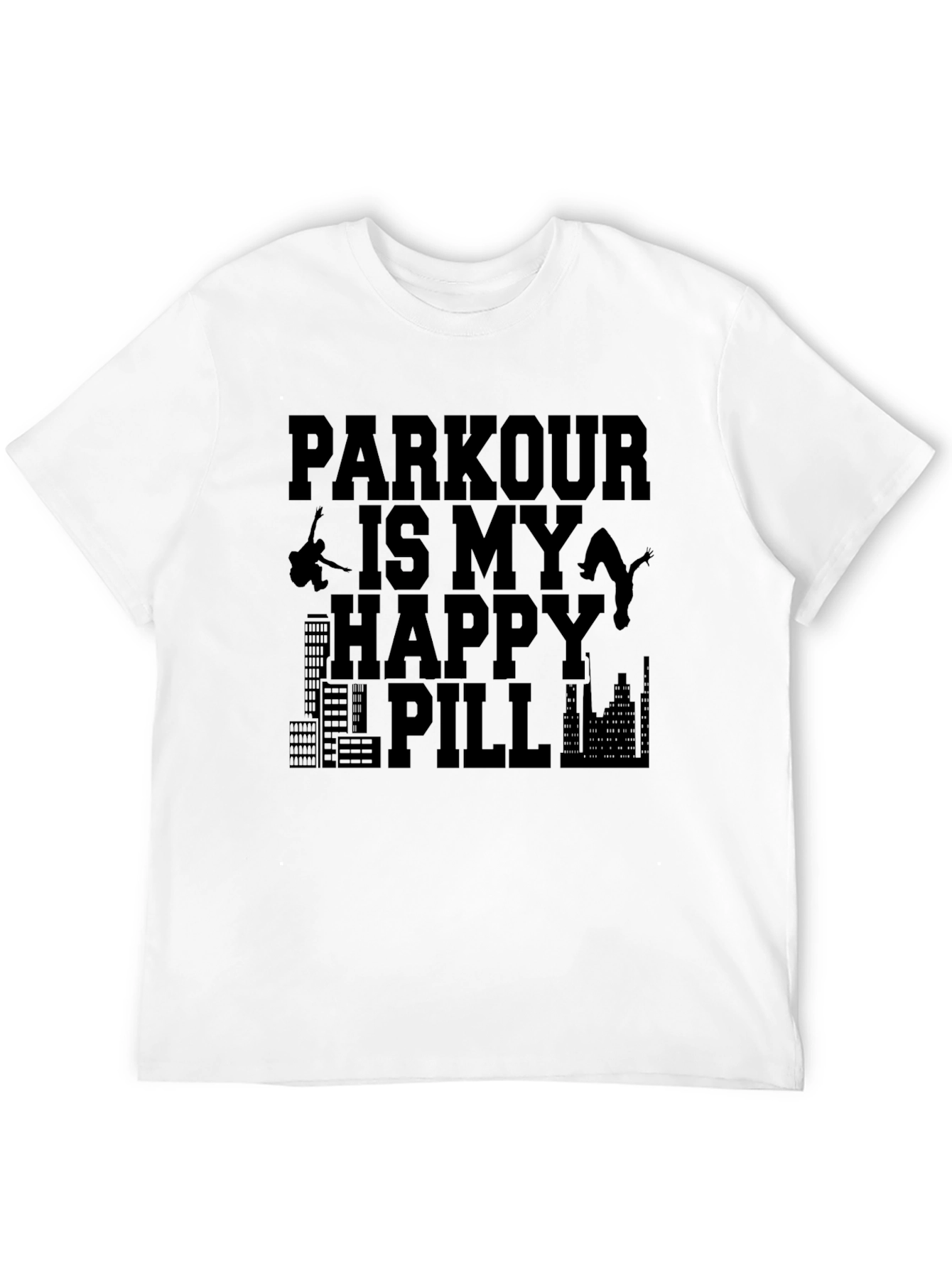 Black Parkour Happy Pill Graphic Tee - Black Cotton T-Shirt view 12