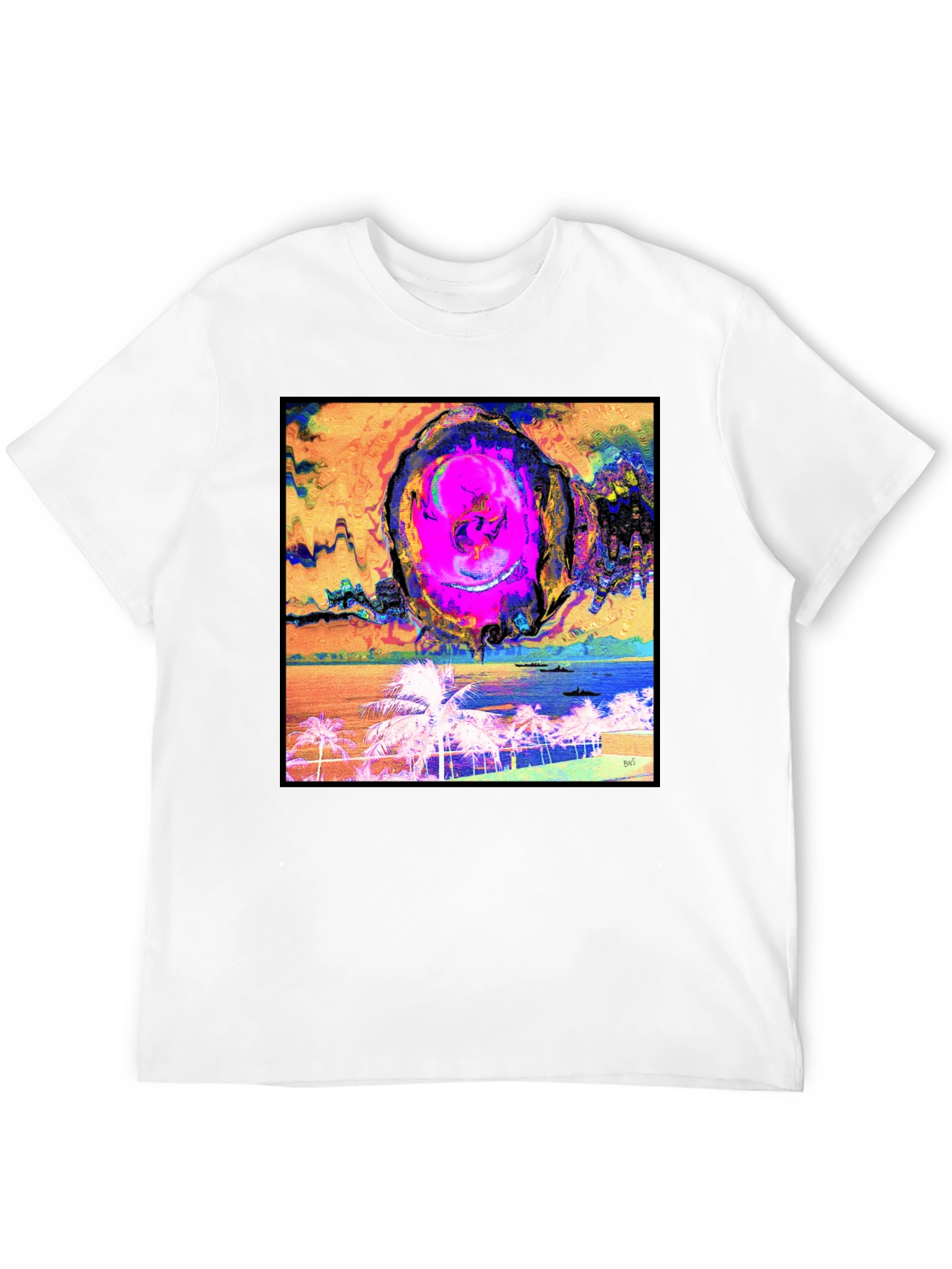 Black Abstract Beach T-Shirt - Unique Graphic Tee view 12