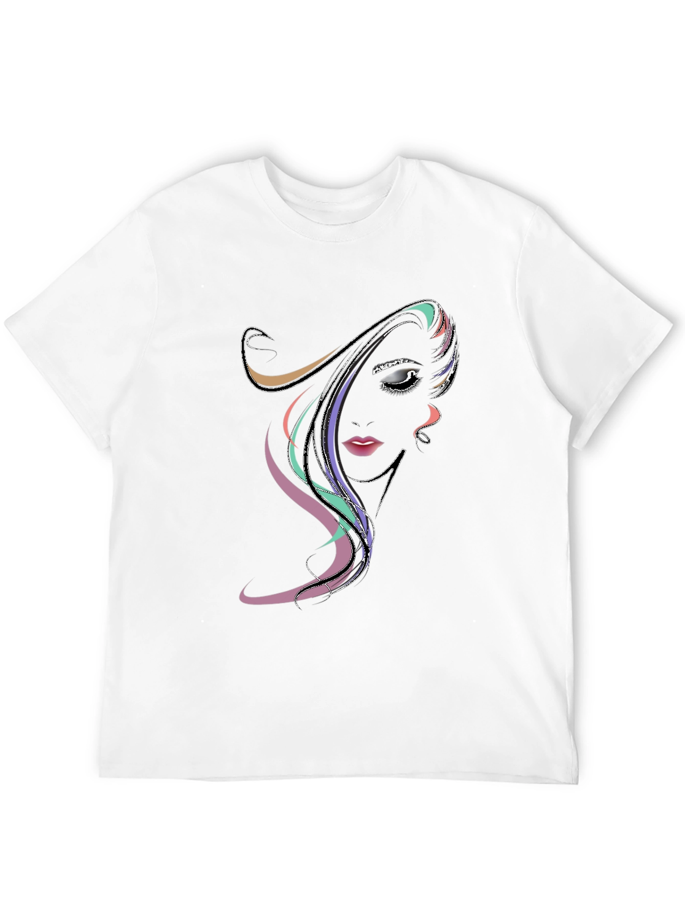 Black Abstract Woman Face Graphic Black Tee view 12