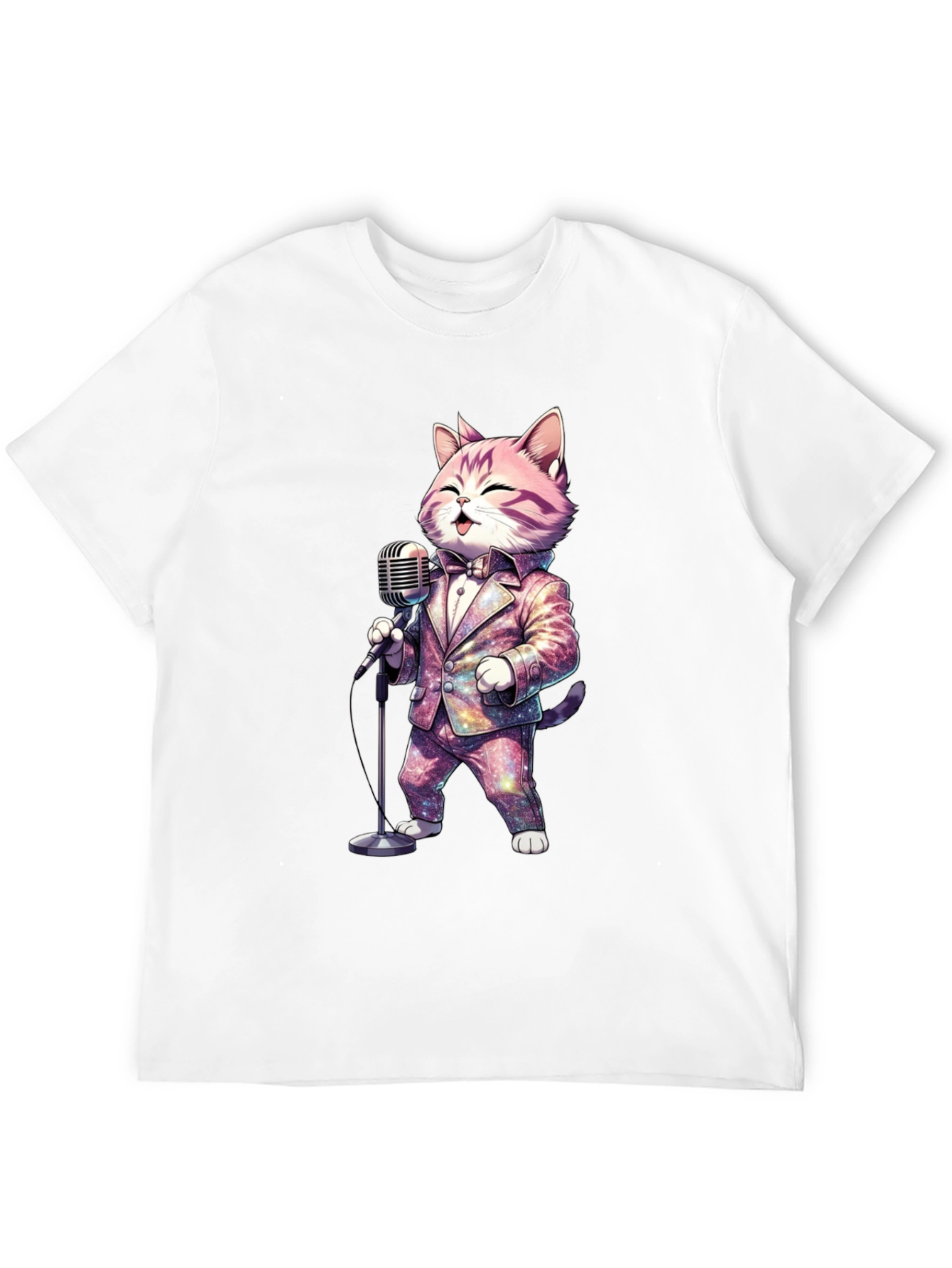 Black Singing Cat T-Shirt - Galaxy Suit view 12