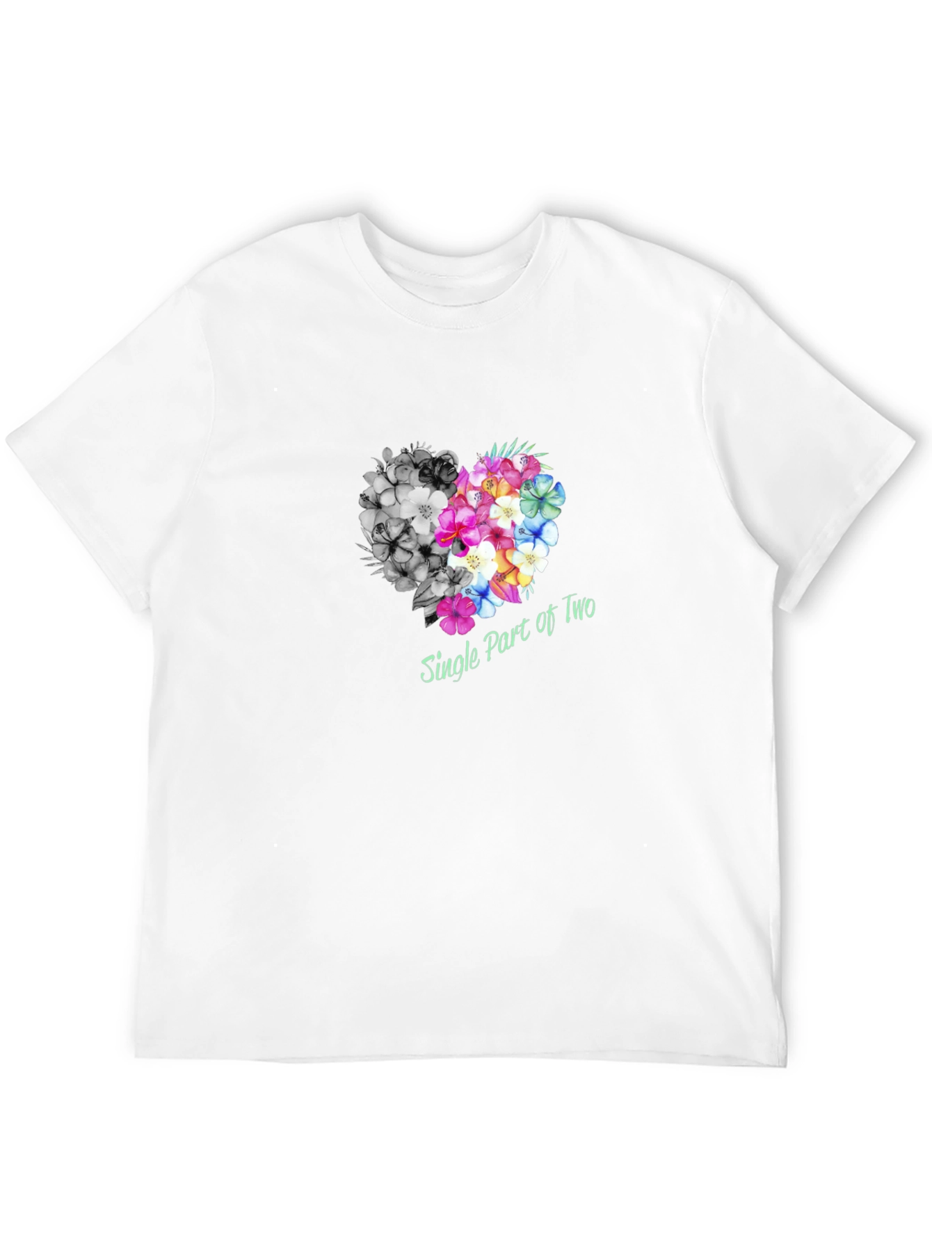 Black Single Part of Two Floral Heart T-Shirt view 12