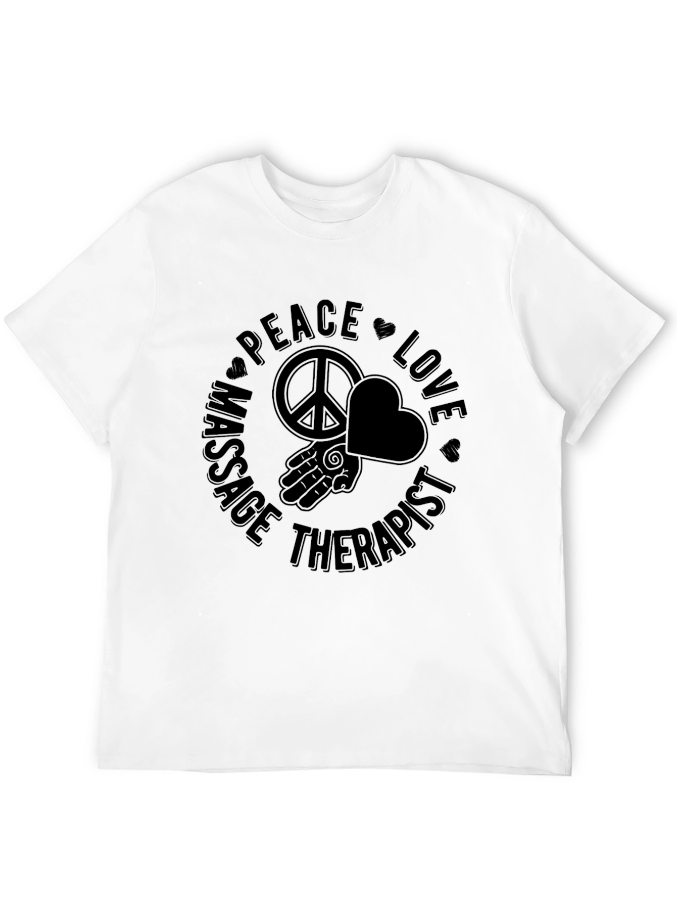 Black Peace Love Massage Therapist Black T-Shirt view 12