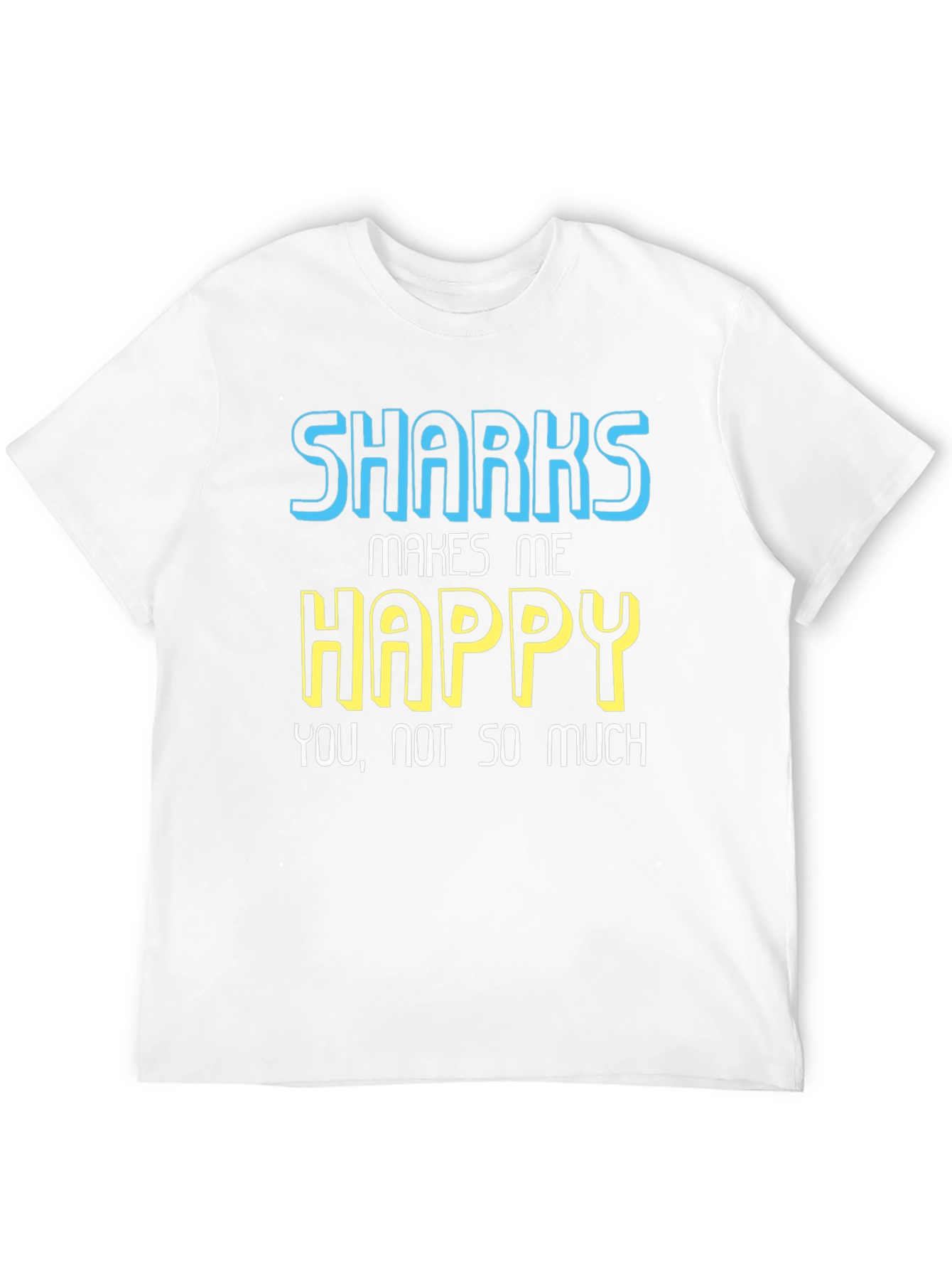 Black Funny Sharks Makes Me Happy Graphic Tee view 12
