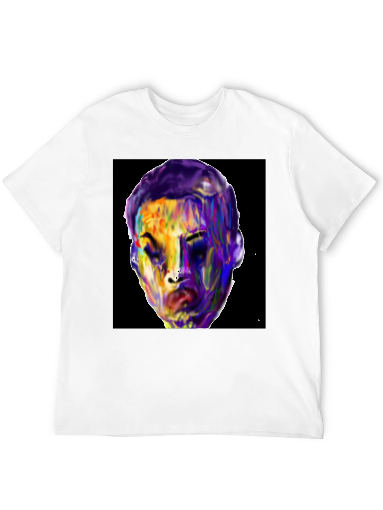 Black Vivid Face Graphic Tee - Black Cotton Blend view 12