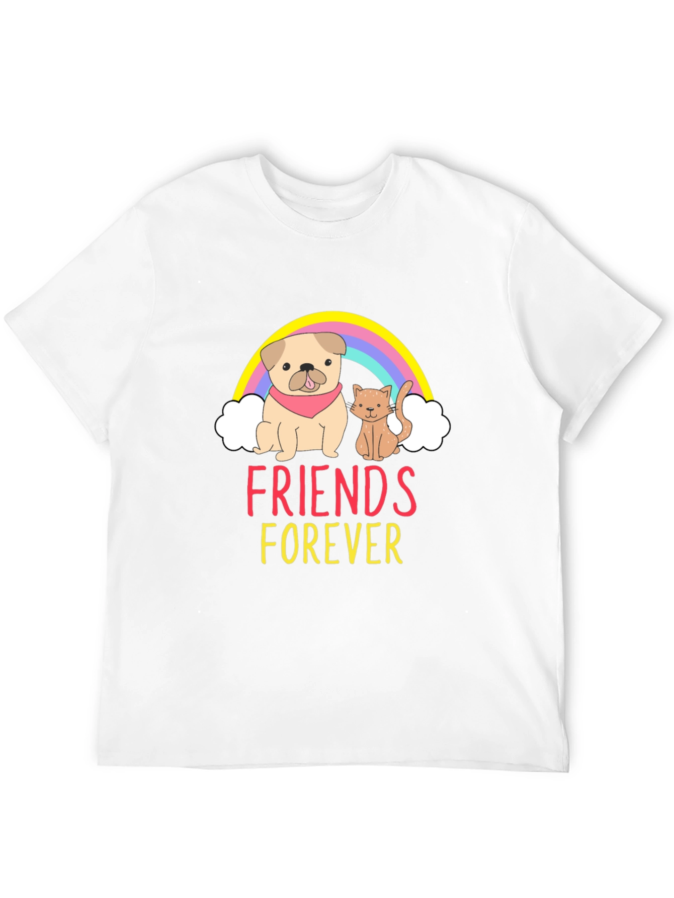 Black Friends Forever Graphic Tee - Cute Dog and Cat T-Shirt view 12