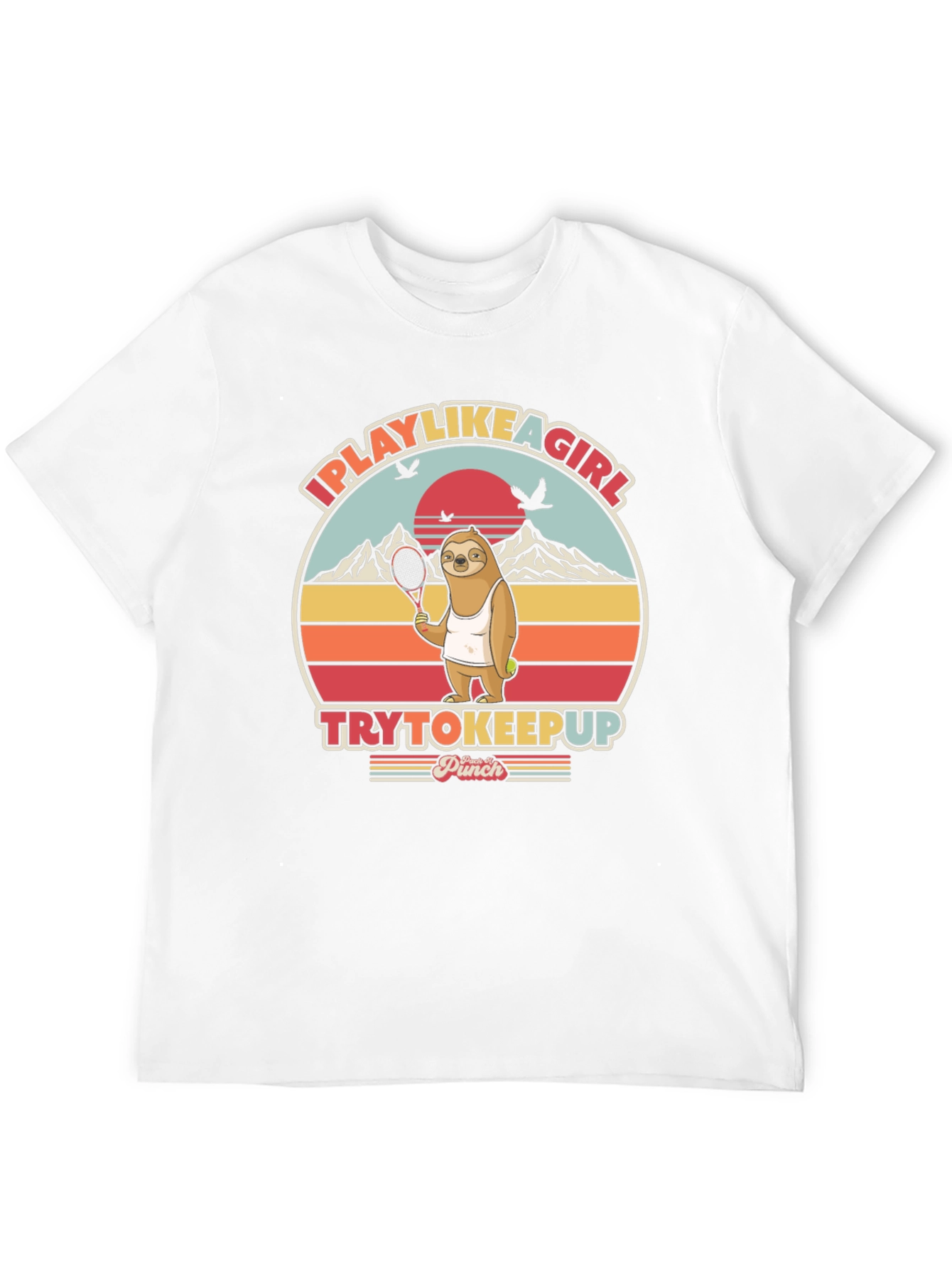 Black I Play Like a Girl Sloth Tennis Graphic T-Shirt view 12