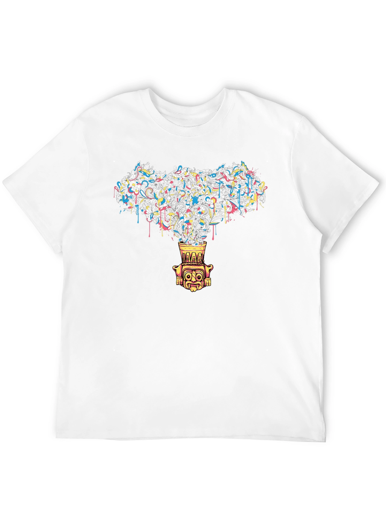 Black Abstract Tiki Graphic Black Tee view 12