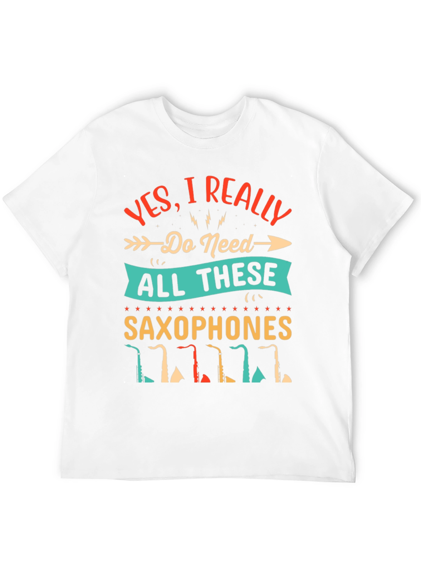 Black Saxophone Lover T-Shirt - I Need All These Saxophones! view 12