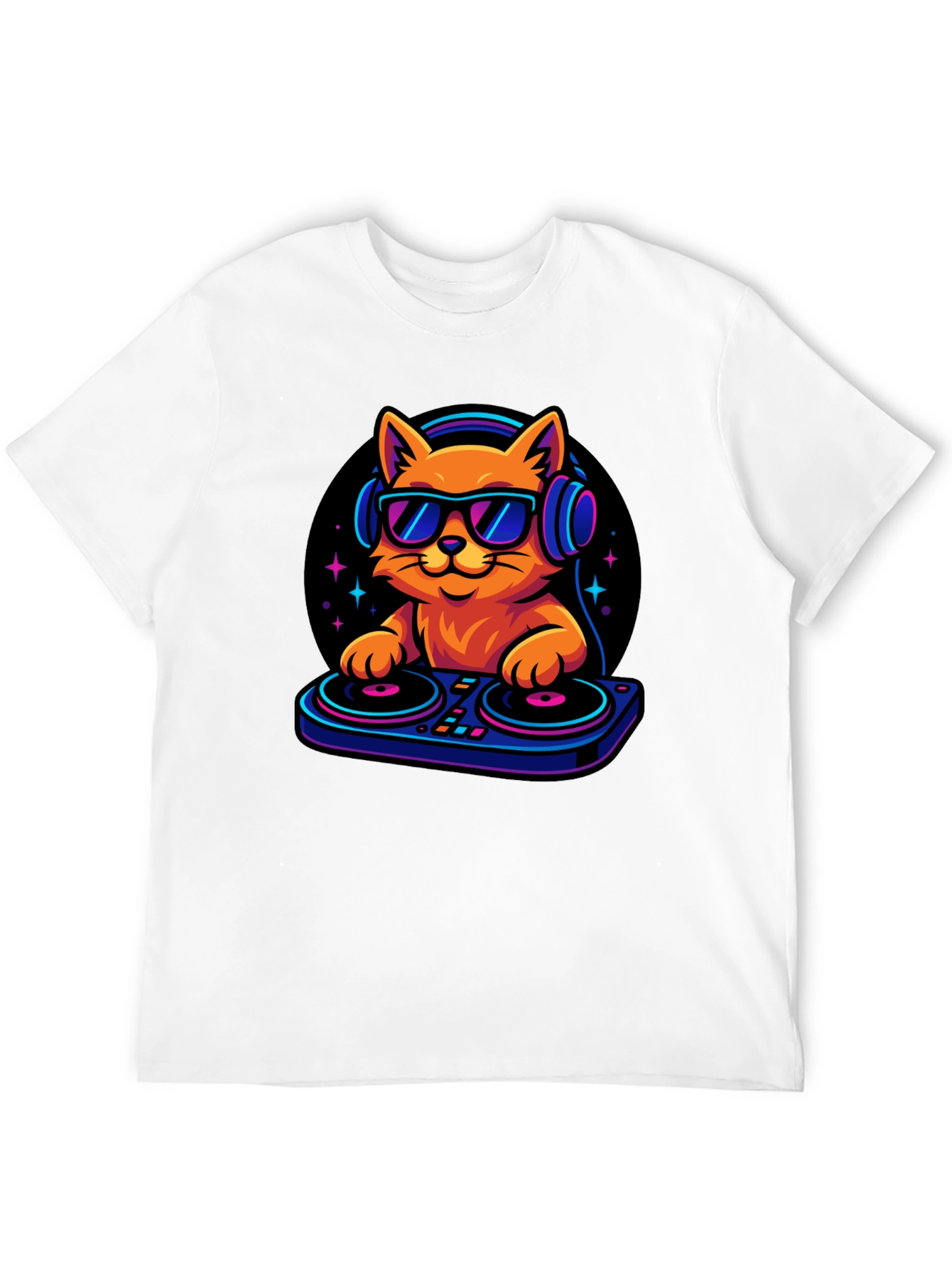 Black DJ Cat T-Shirt - Cool Cat with Headphones! view 12