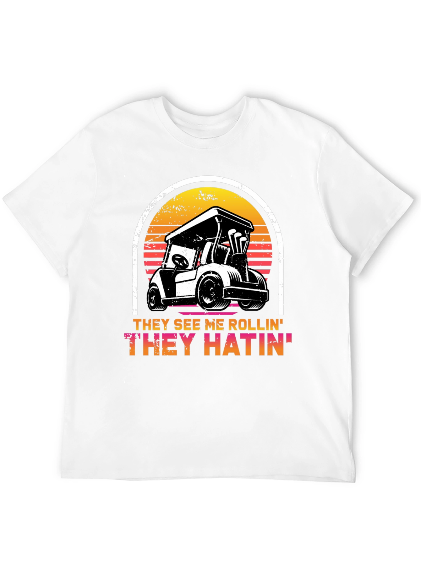 Black They See Me Rollin' Golf Cart T-Shirt view 12