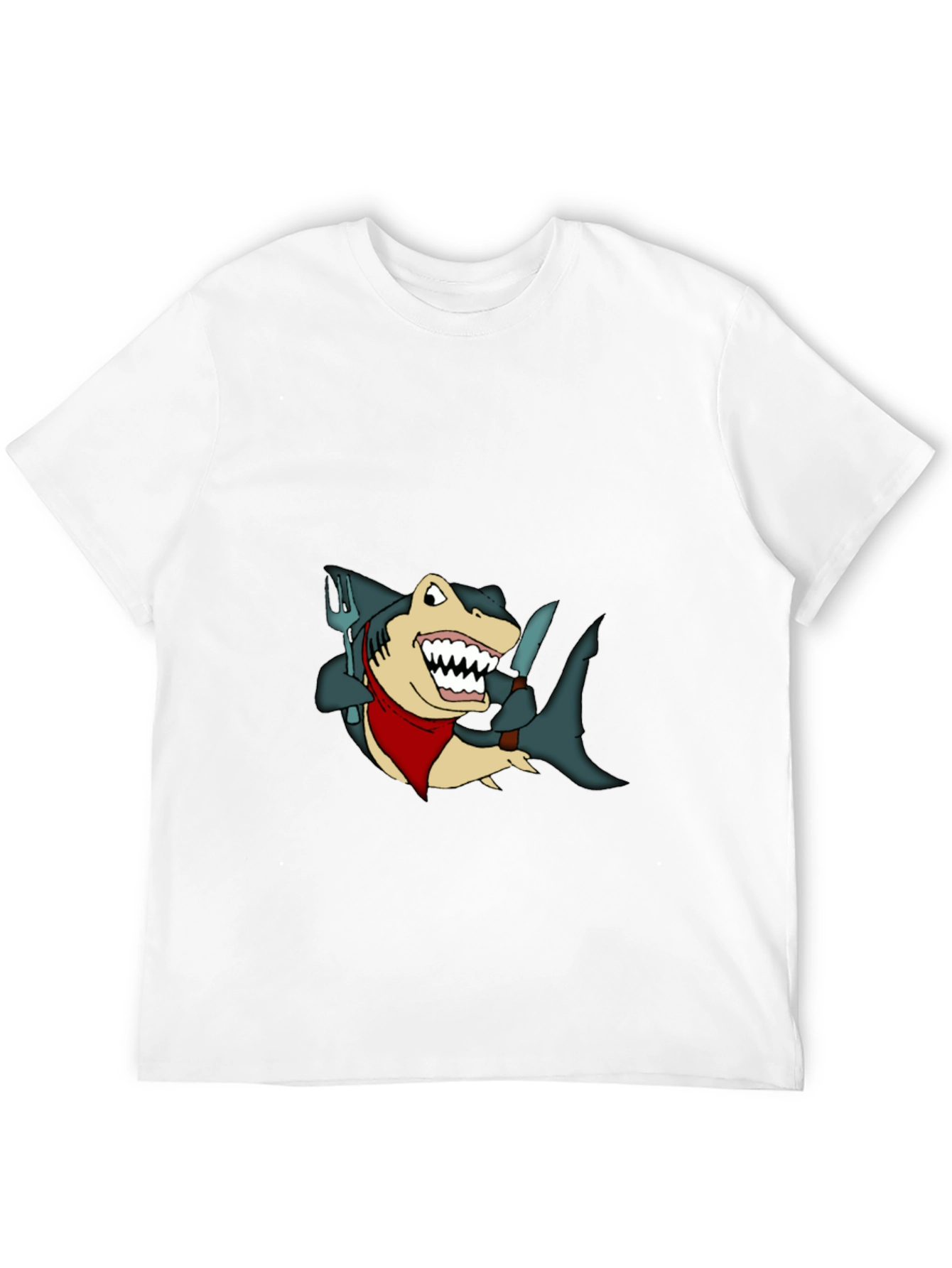 Black Shark Chef T-Shirt - Funny Cartoon Tee view 12