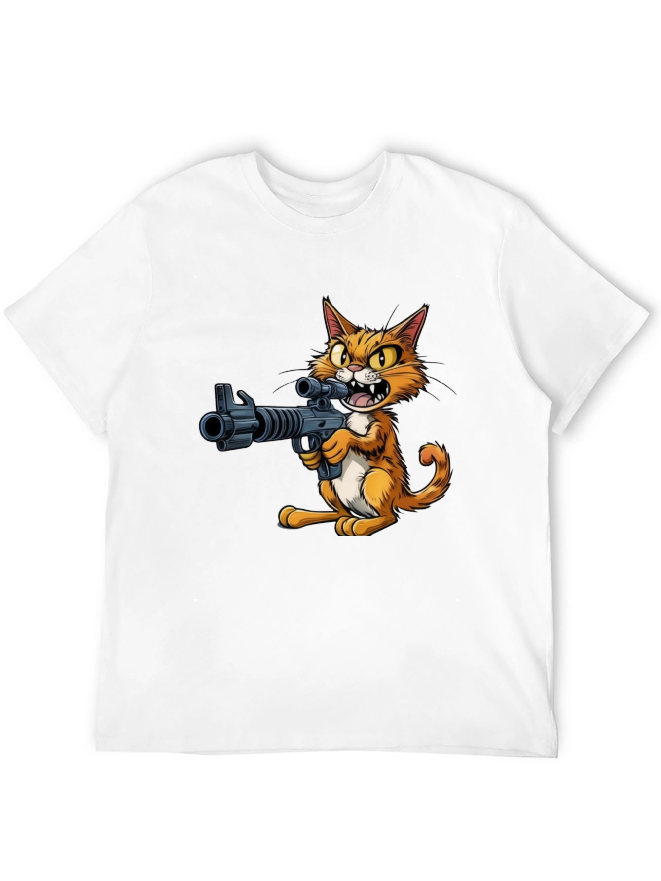 Black Cat with Gun Graphic T-Shirt view 12