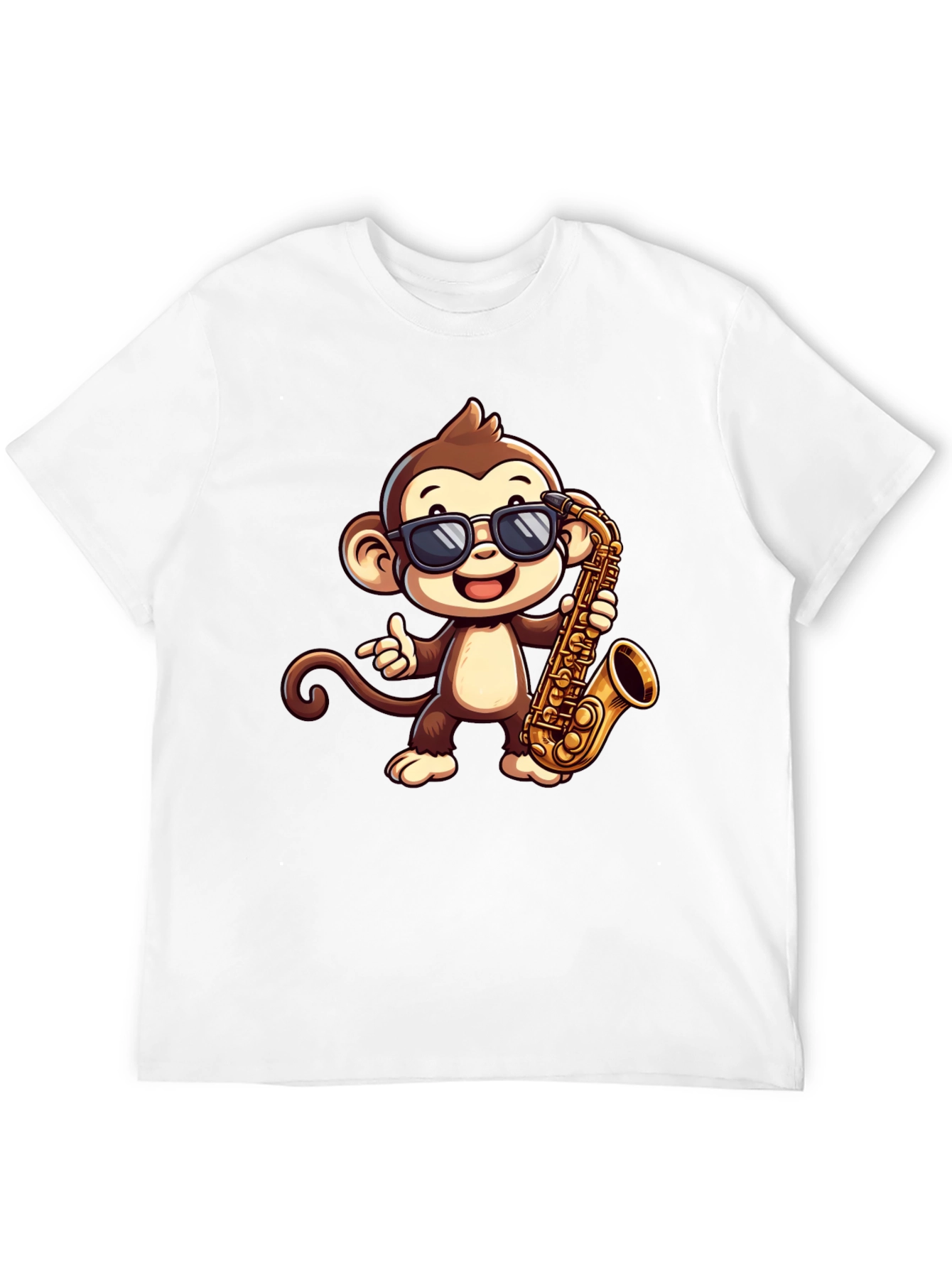 Black Monkey Saxophone Graphic Tee - Cool Cartoon T-Shirt view 12