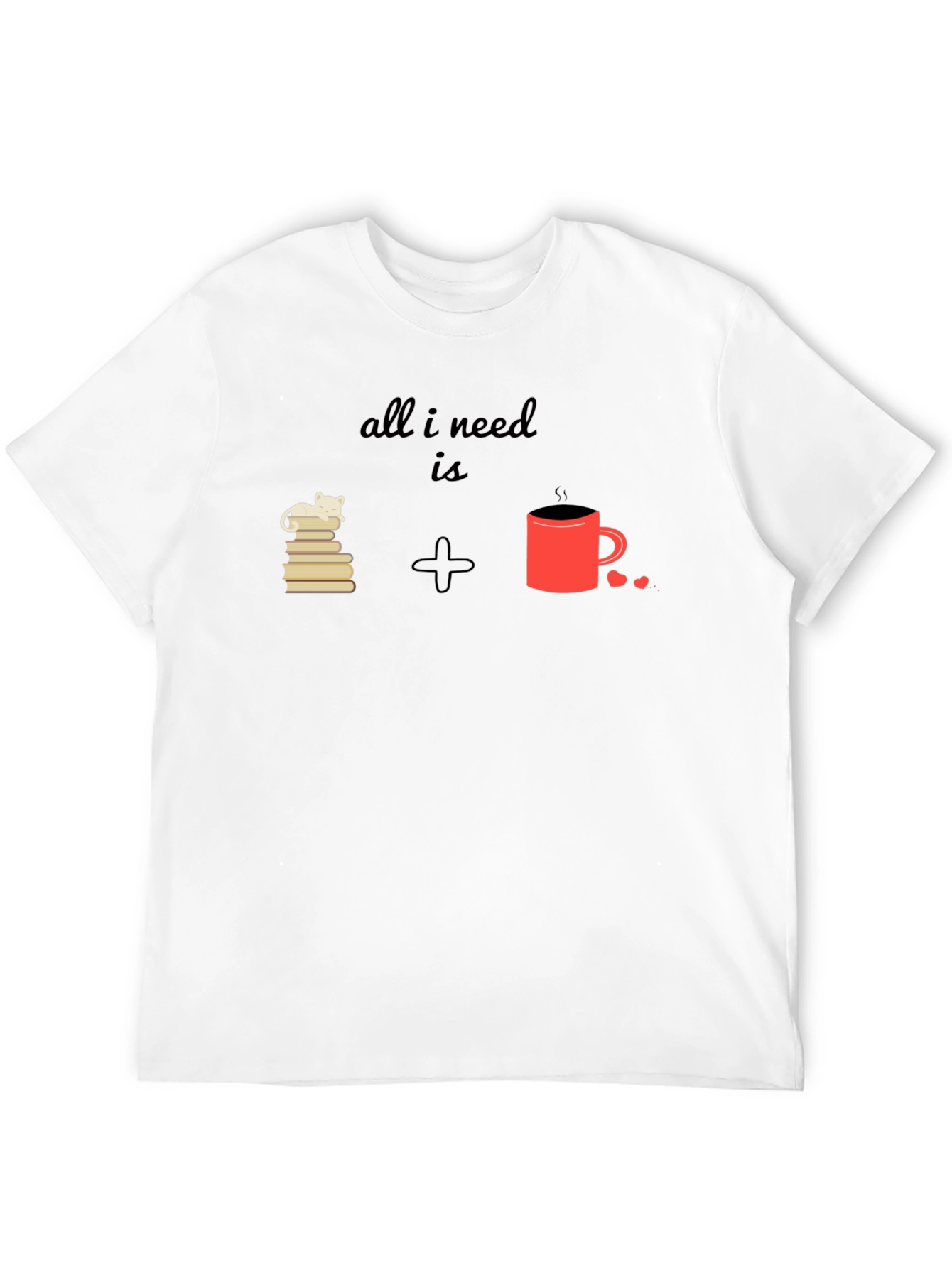 Black All I Need Is Cat Books Coffee T-Shirt view 12