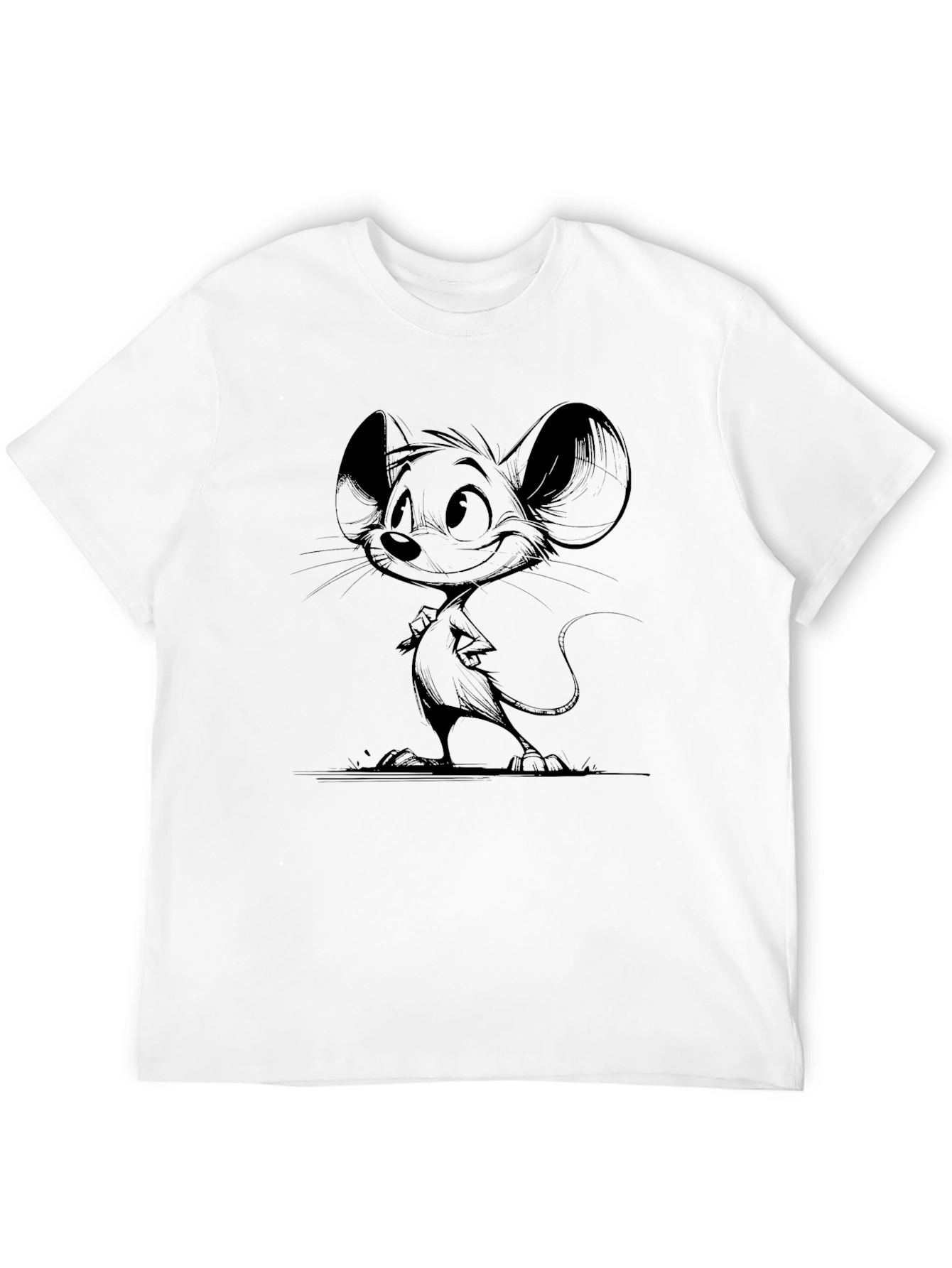 Black Cartoon Mouse Graphic Print Black T-Shirt view 12