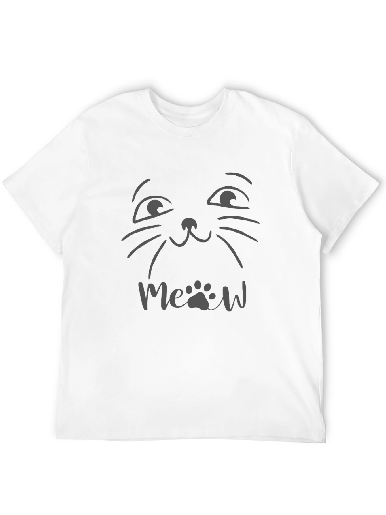 Black Cute Cat Meow T-Shirt - Black Graphic Tee view 12