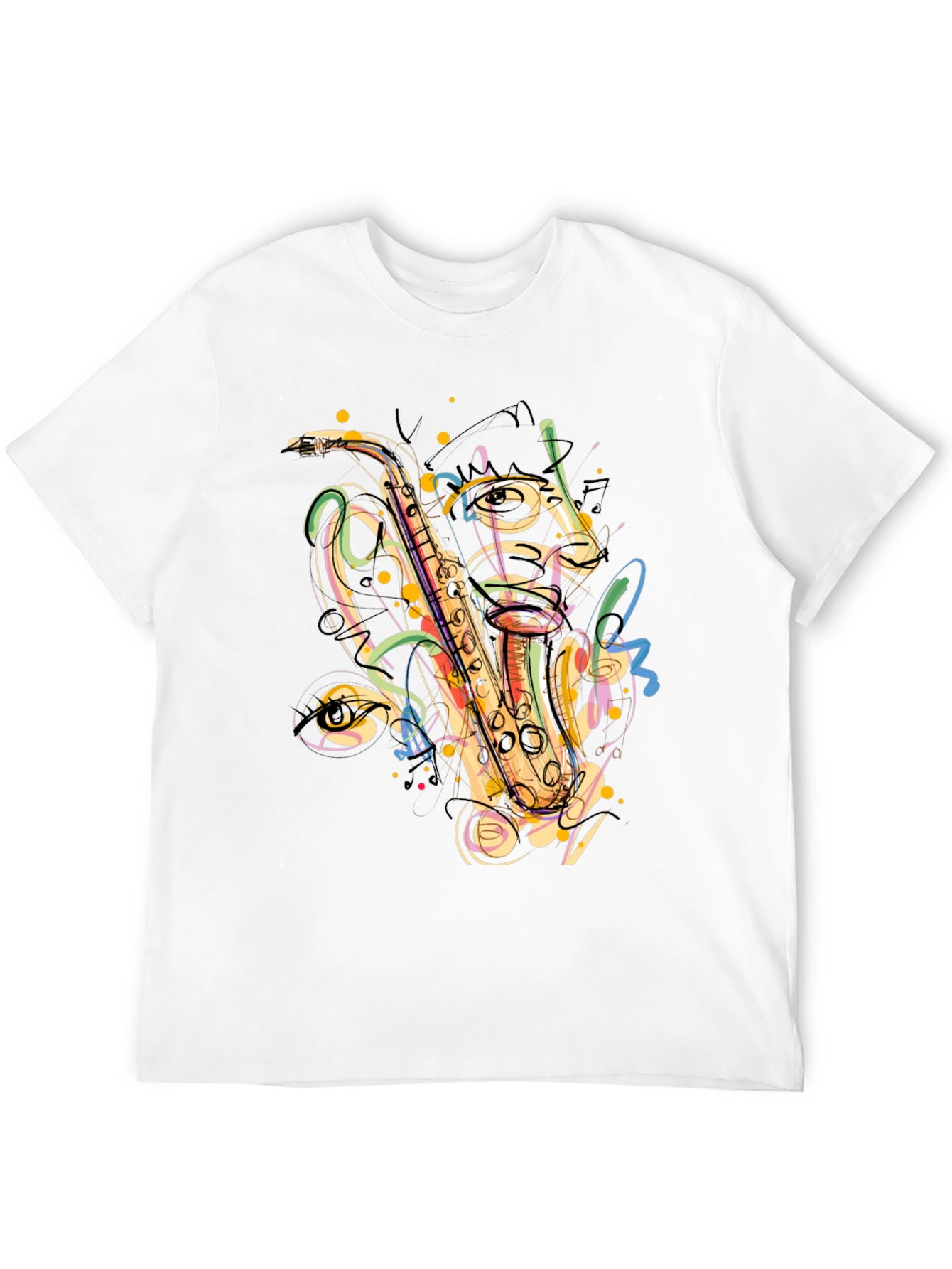 Black Saxophone Graphic Print Black T-Shirt view 12
