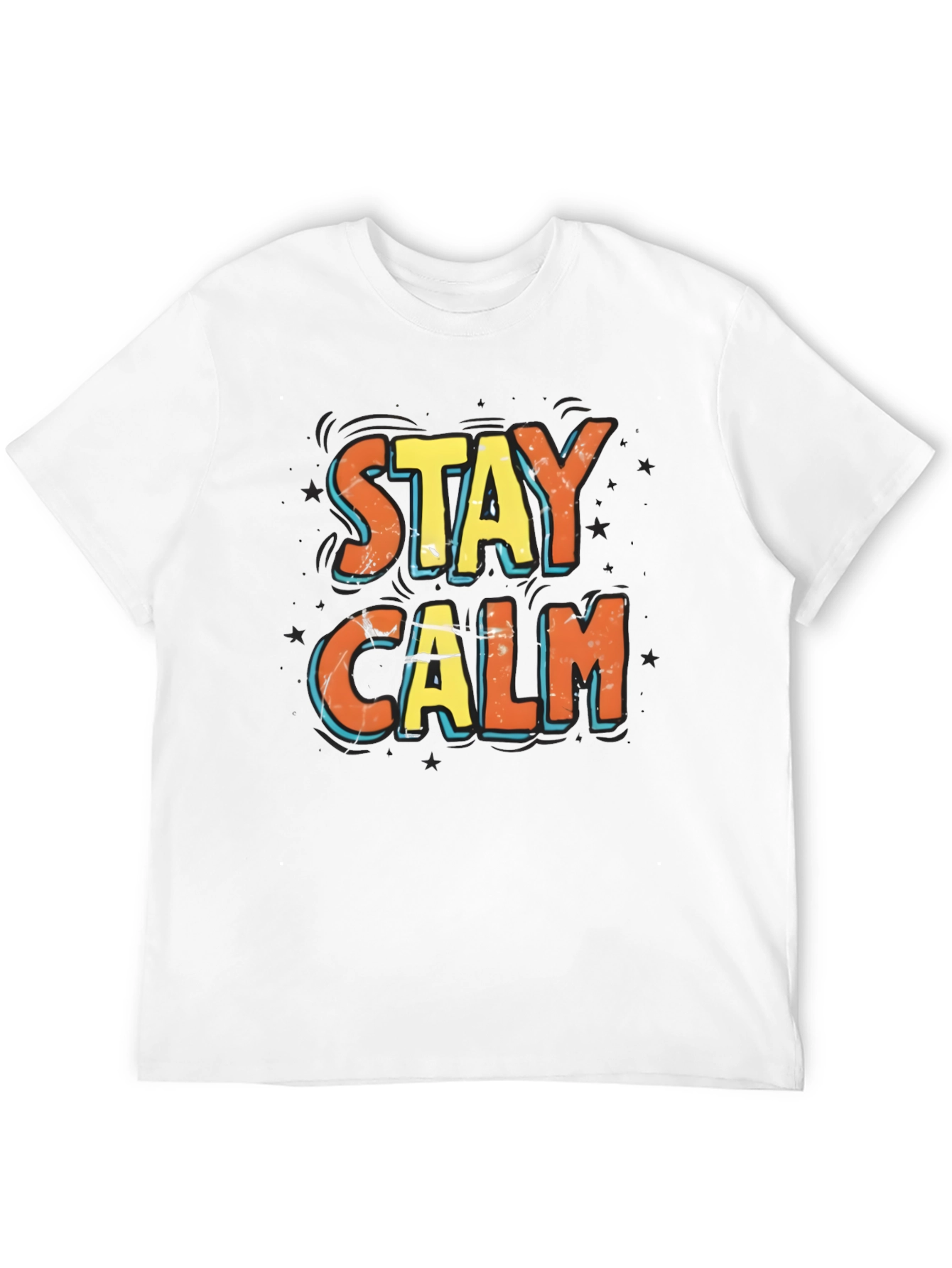 Black Stay Calm Graphic Print Black T-Shirt view 12