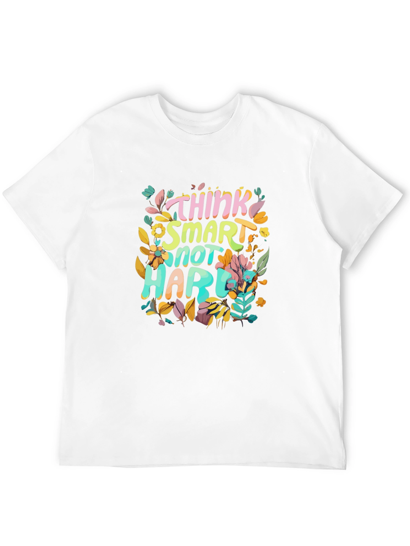Black Think Smart T-Shirt - Unique Floral Design view 12