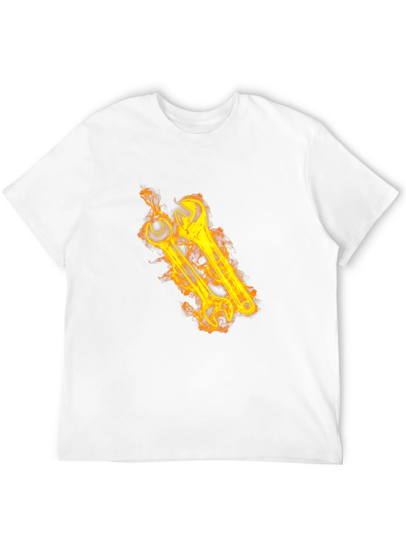 Black Fiery Wrench Graphic Black T-Shirt view 12