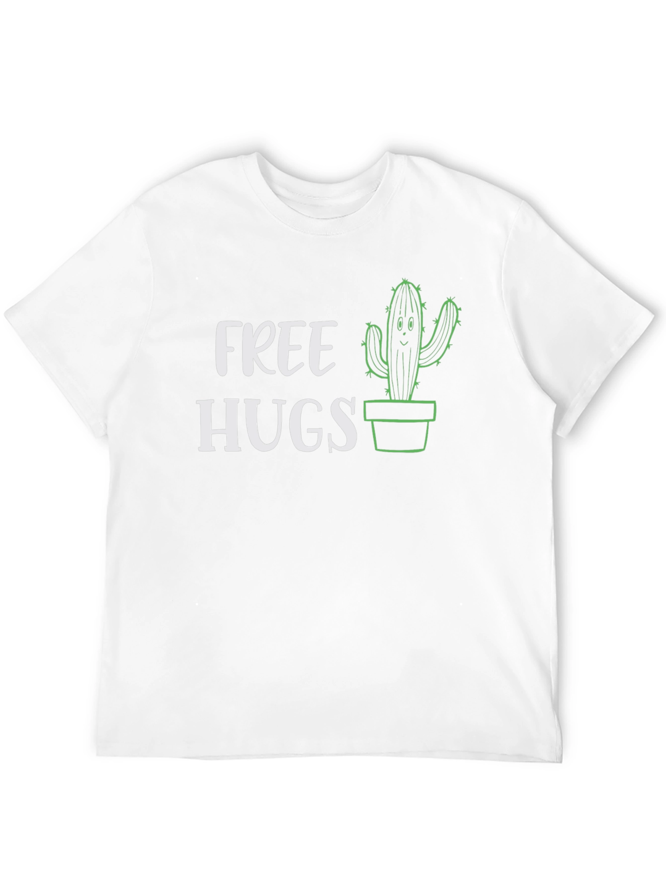 Black Free Hugs Cactus Graphic Tee - Black Cotton T-Shirt view 12
