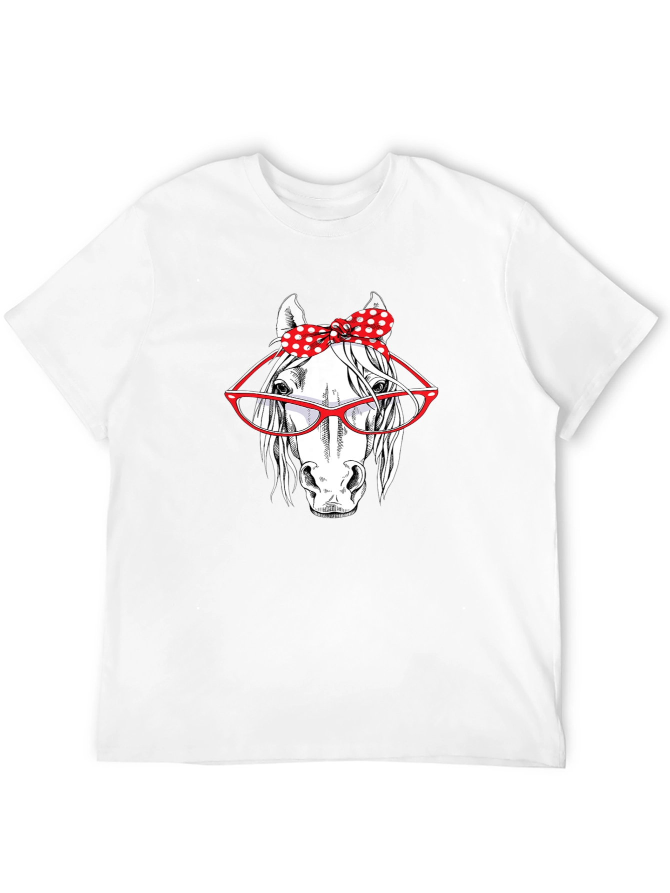 Black Horse with Glasses Graphic T-Shirt view 12