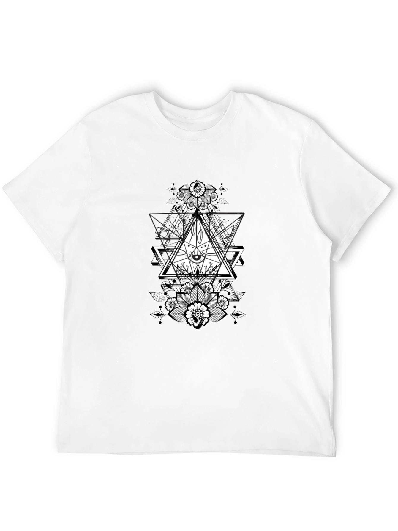 Black Geometric Eye Graphic Tee - Black view 12
