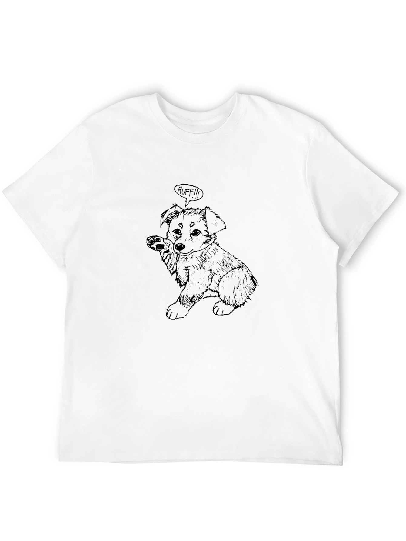Black Dog Cartoon Graphic Print Black T-Shirt view 12