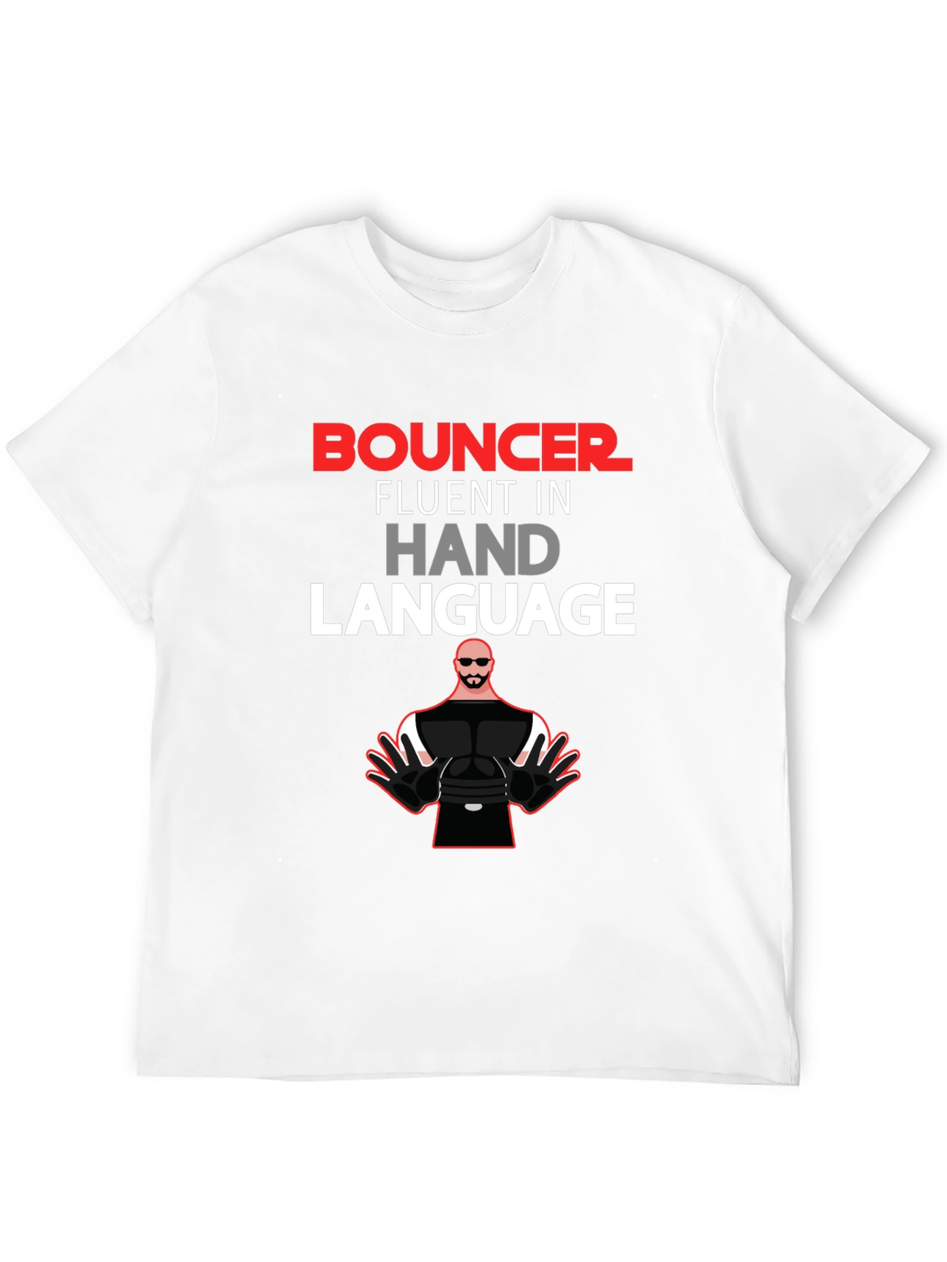 Black Bouncer Fluent in Hand Language Black Graphic Tee view 12