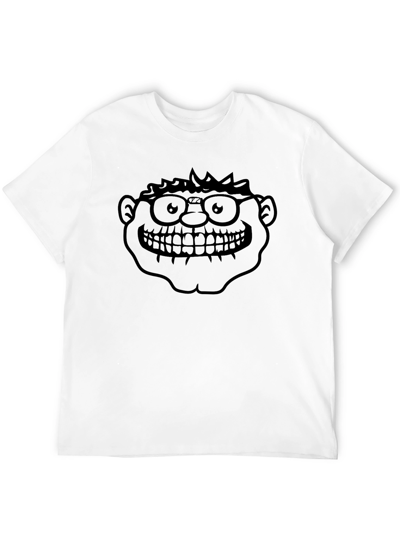 Black Black T-Shirt with Cartoon Face Graphic view 12